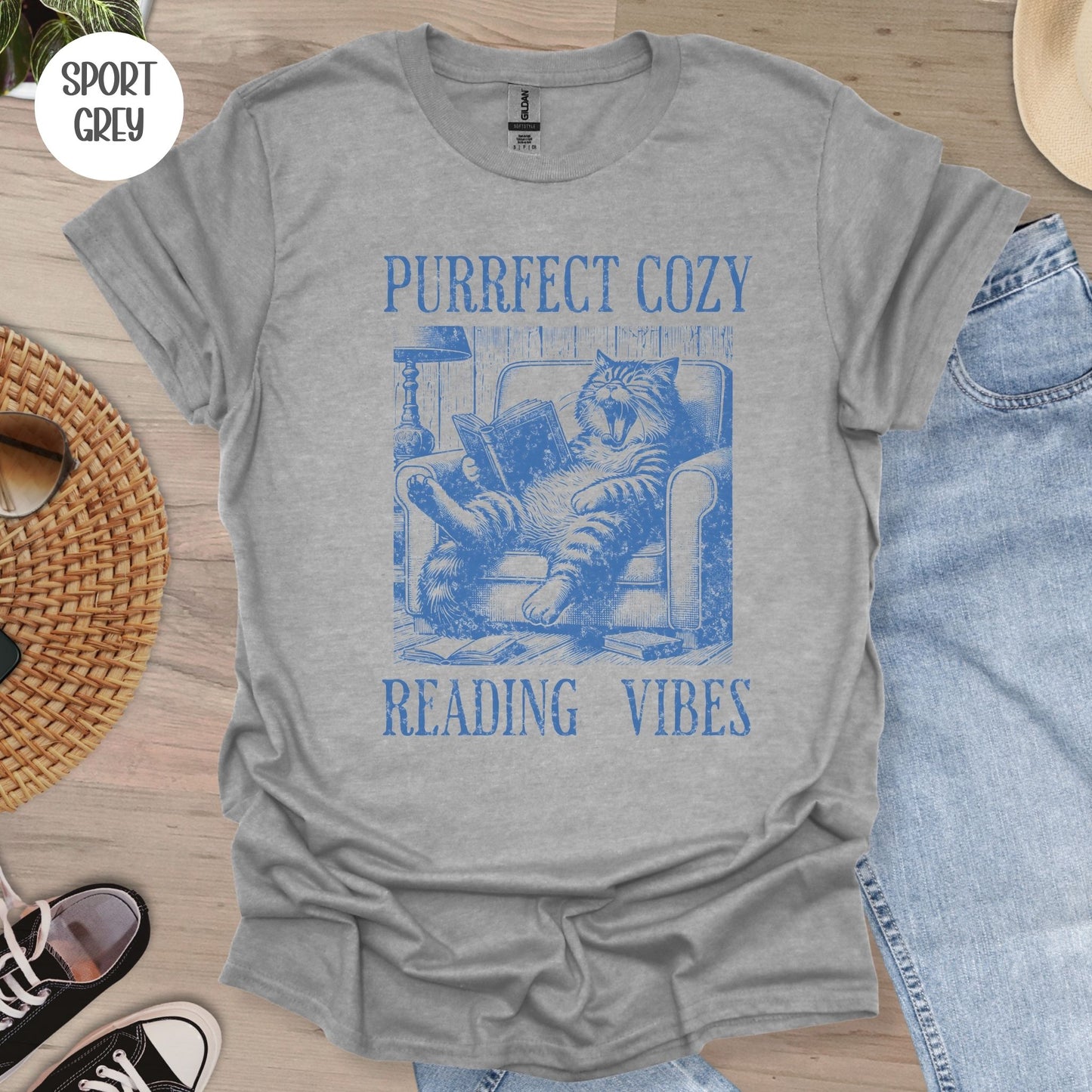 Purrfect Cozy Reading Vibes Cat T-Shirt