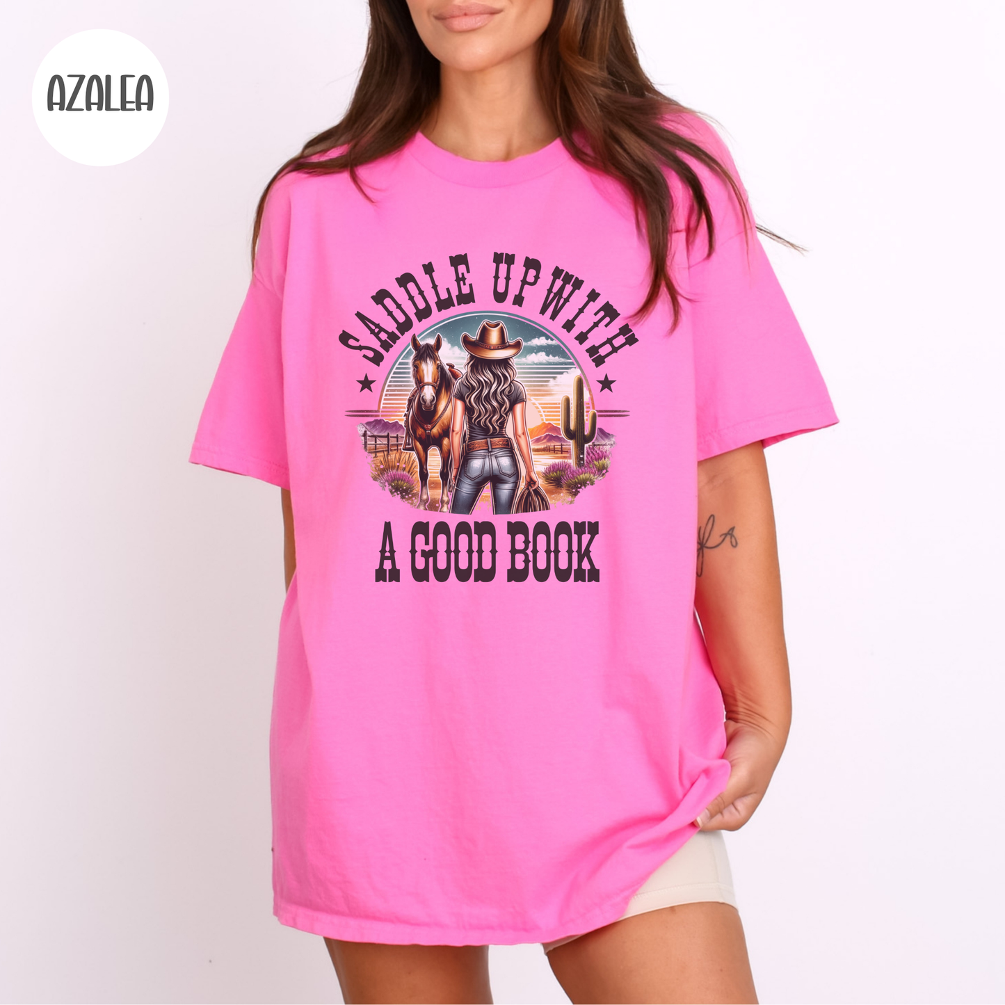 Saddle Up with a Good Book Western Design T-Shirt