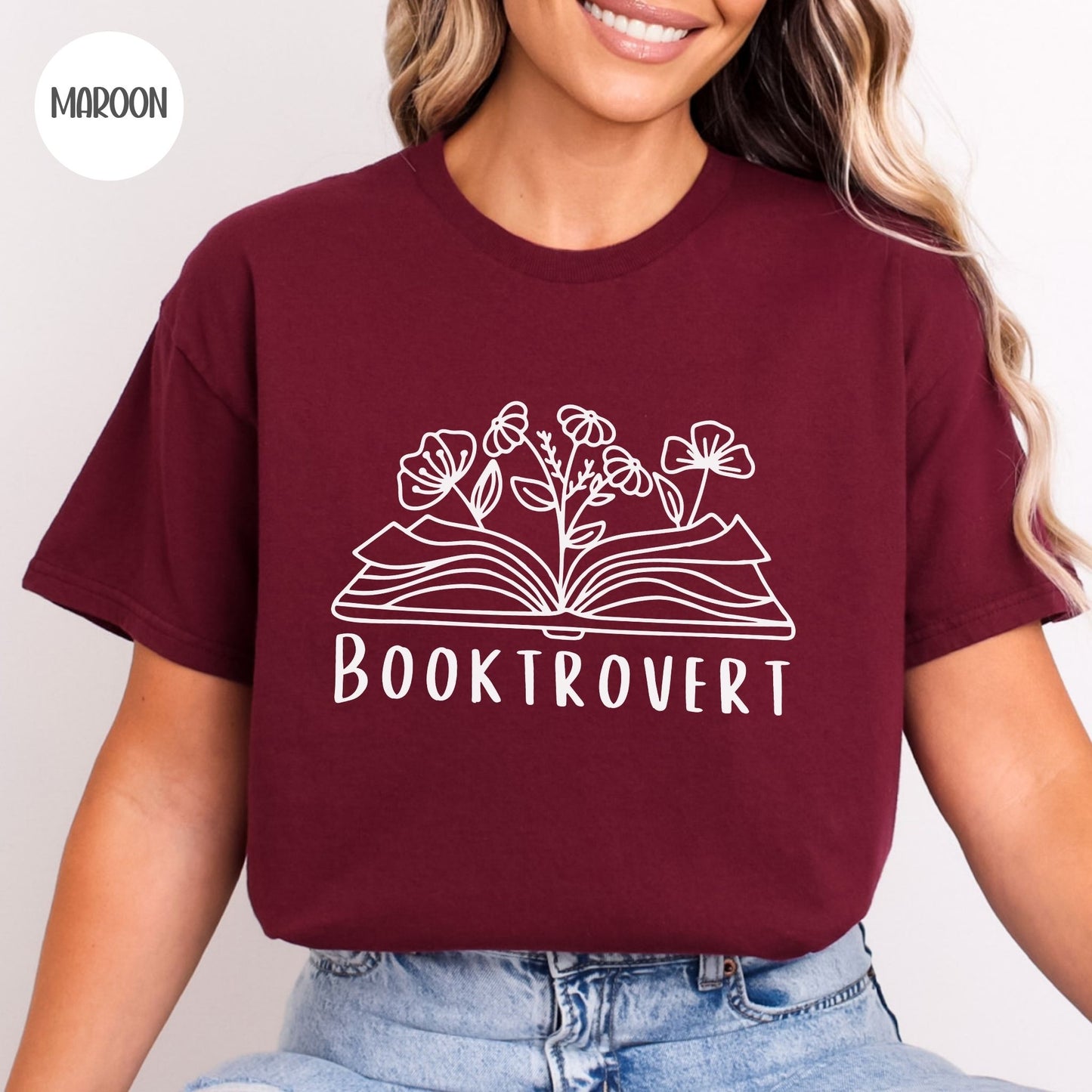 Booktrovert Wildflower T-shirt-Stripeypeach