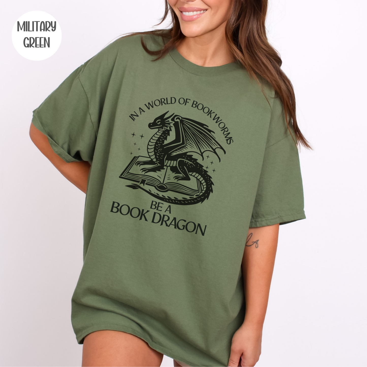 In a World of Bookworms be a Book Dragon T-Shirt