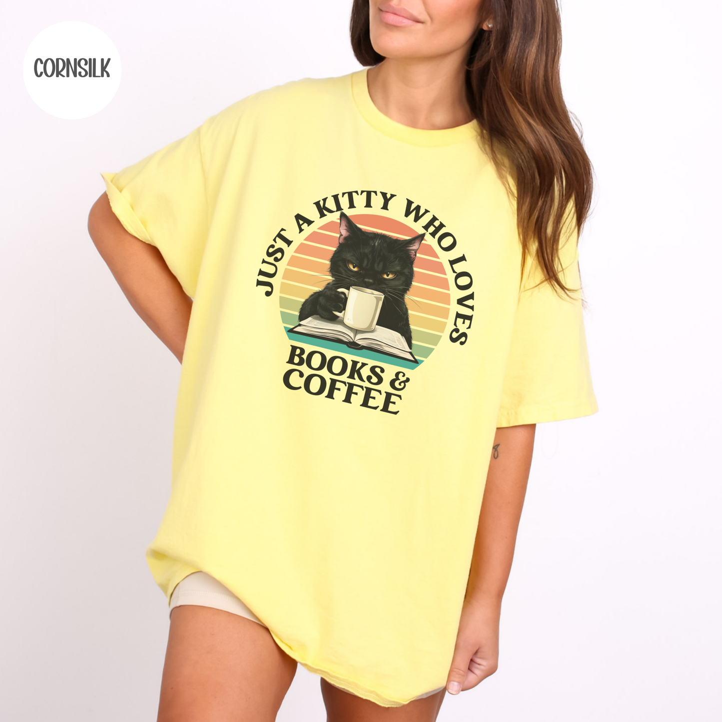 Just a Kitty who Loves Books & Coffee T-Shirt