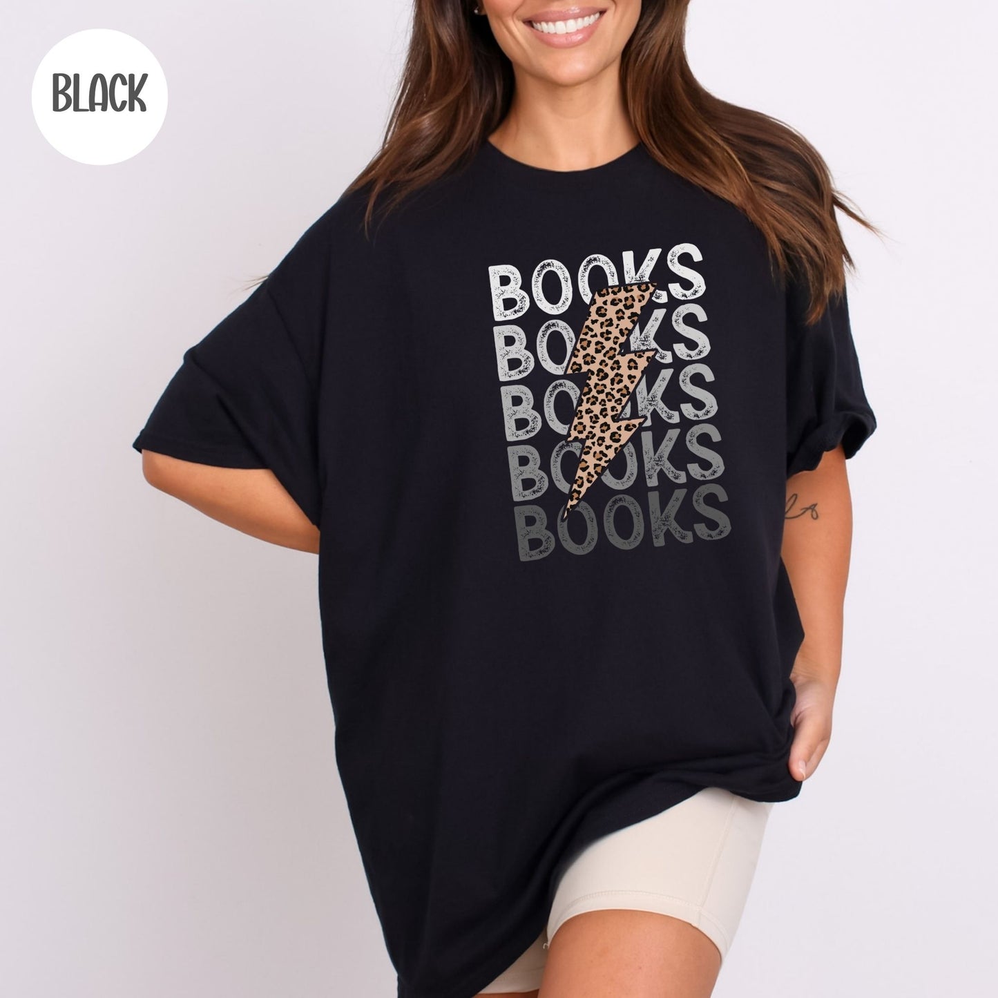 Books Leopard Lightning Bolt T-Shirt