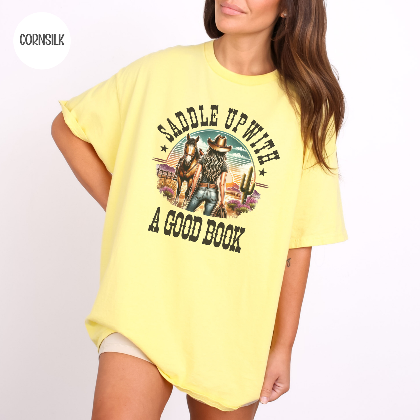 Saddle Up with a Good Book Western Design T-Shirt
