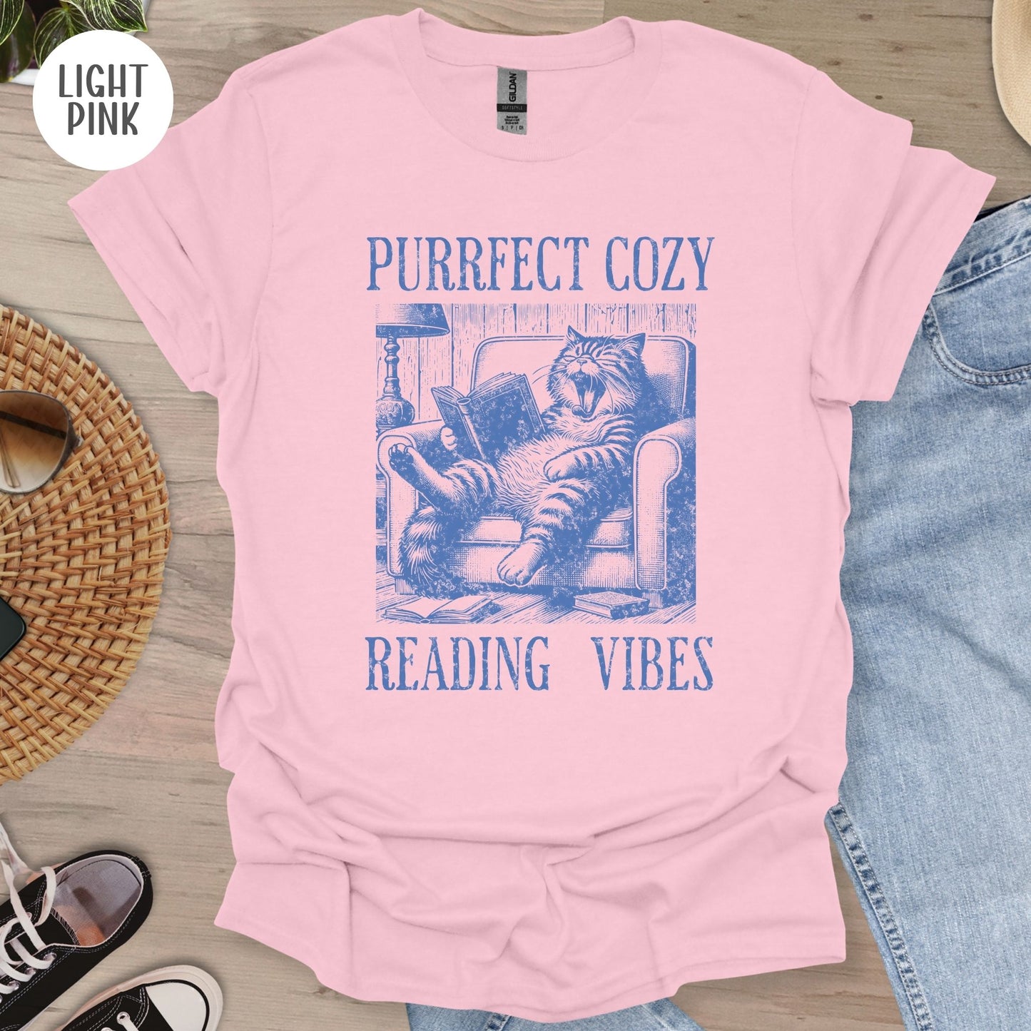 Purrfect Cozy Reading Vibes Cat T-Shirt