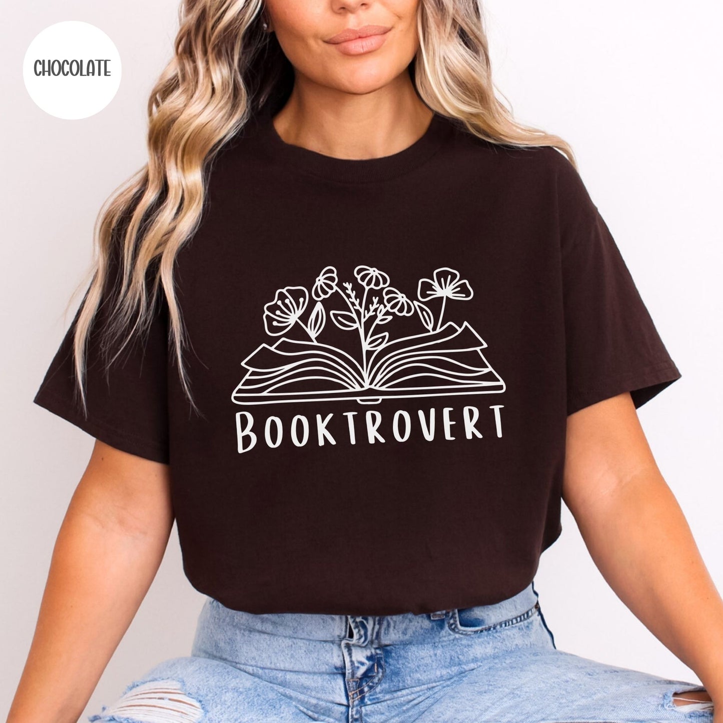 Booktrovert Wildflower T-shirt-Stripeypeach