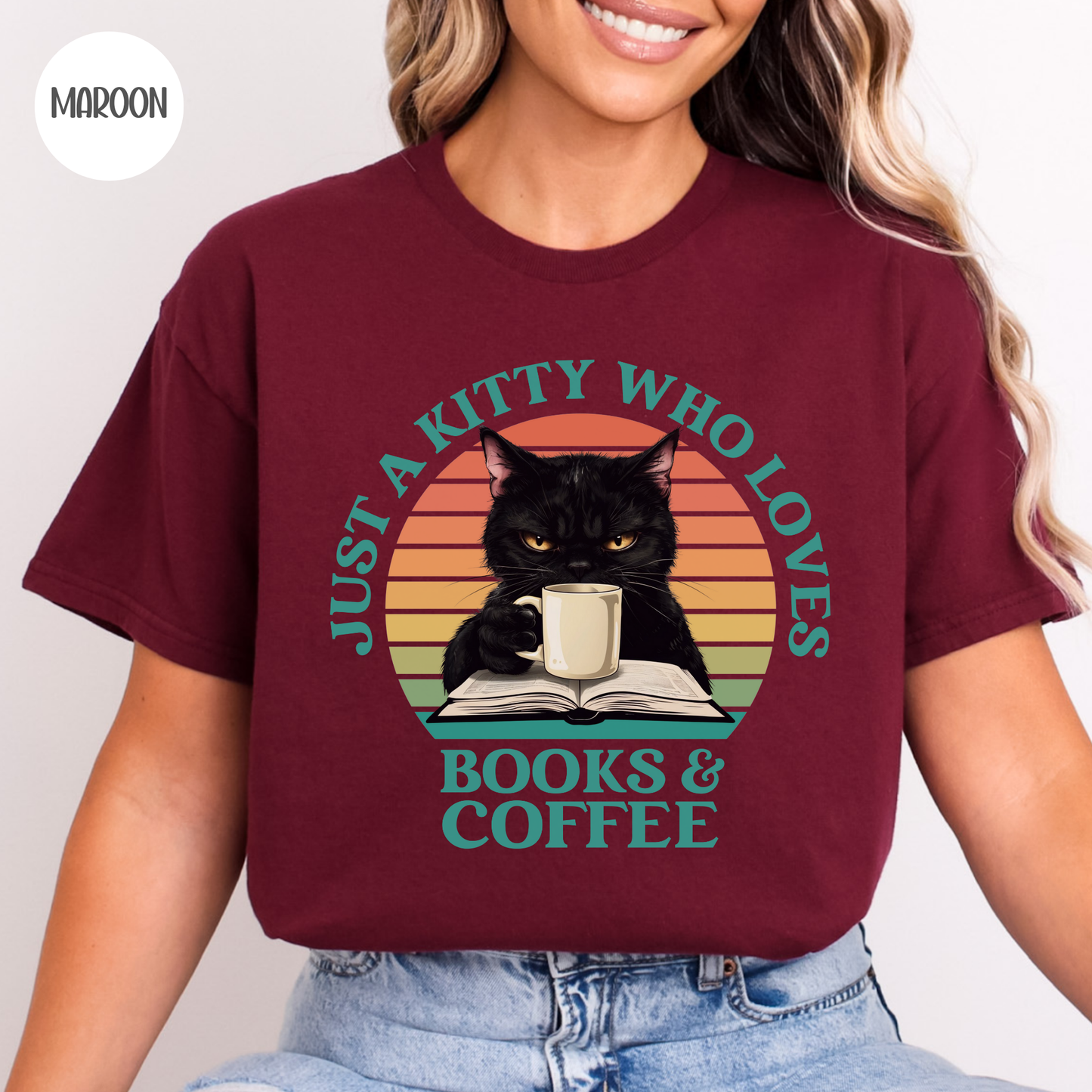 Just a Kitty who Loves Books & Coffee T-Shirt