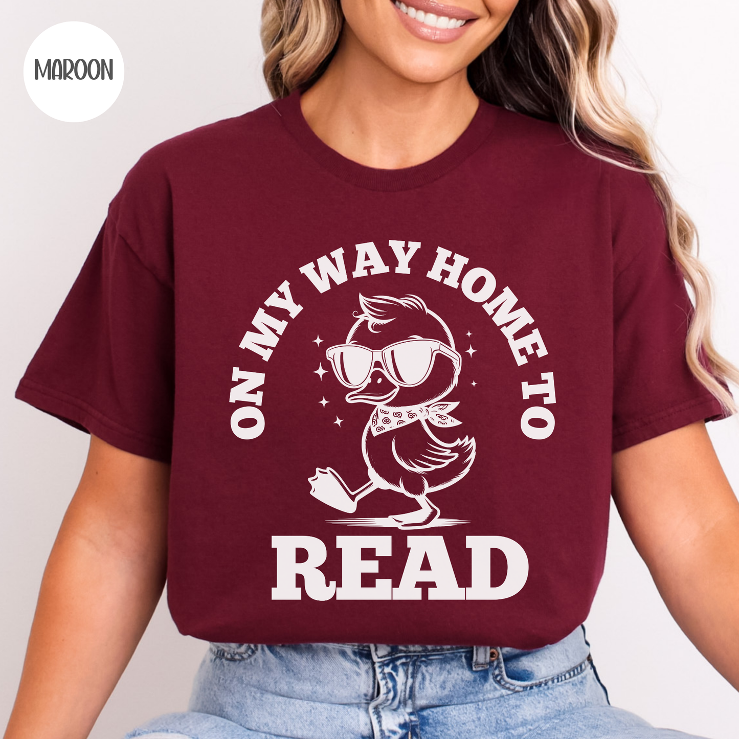 On my Way Home to Read Cool Duck T-Shirt