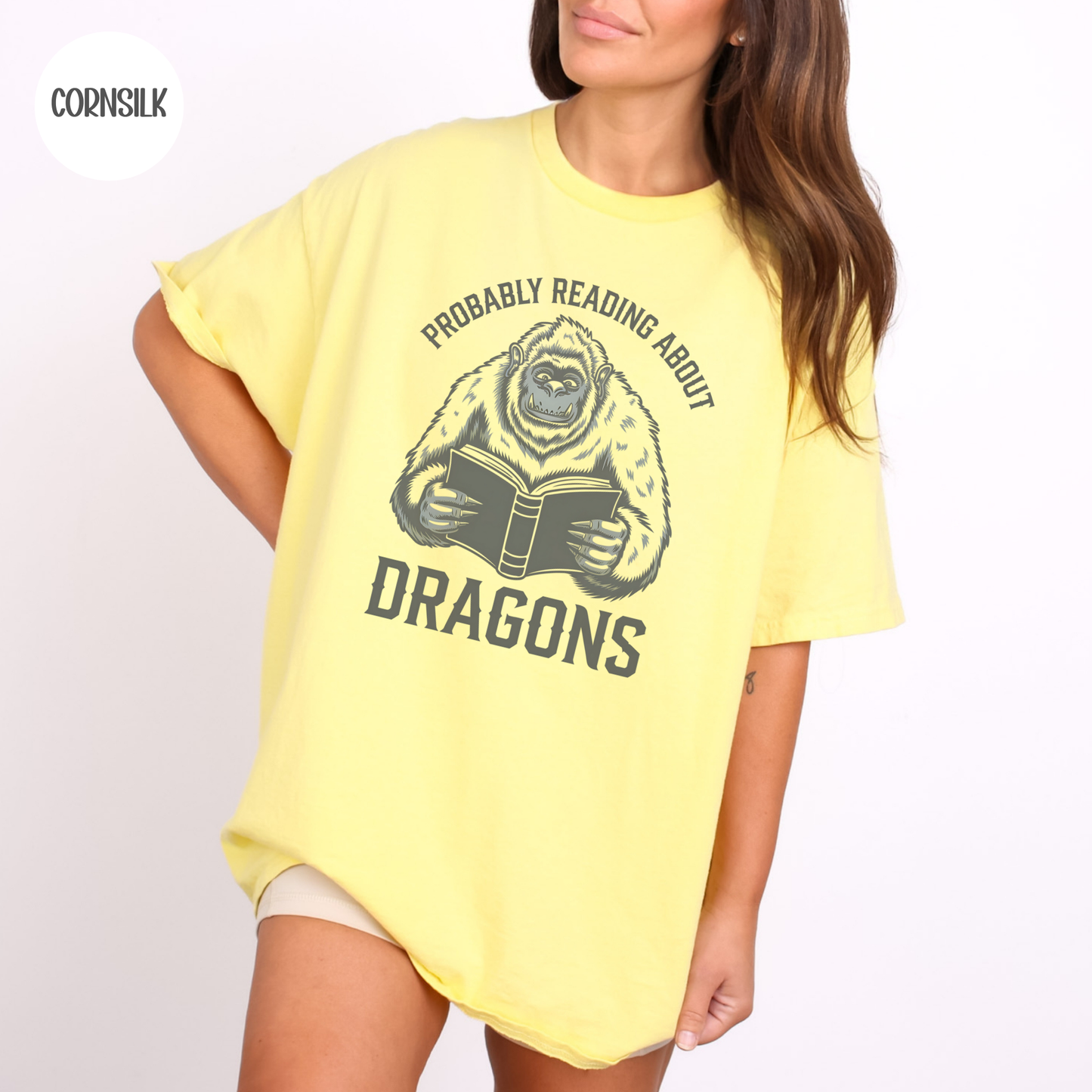 Probably Reading about Dragons Yeti T-Shirt-Stripeypeach