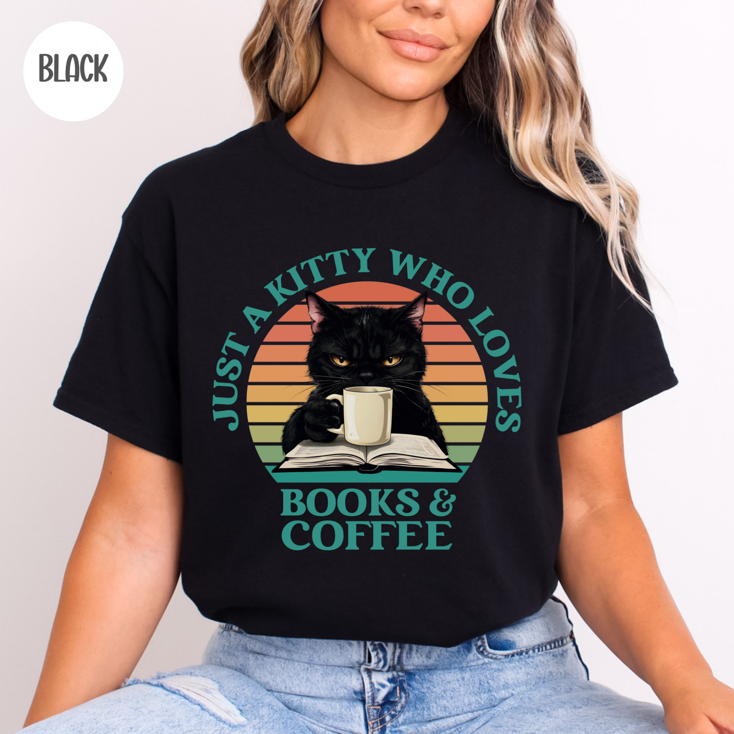 Just a Kitty who Loves Books & Coffee T-Shirt