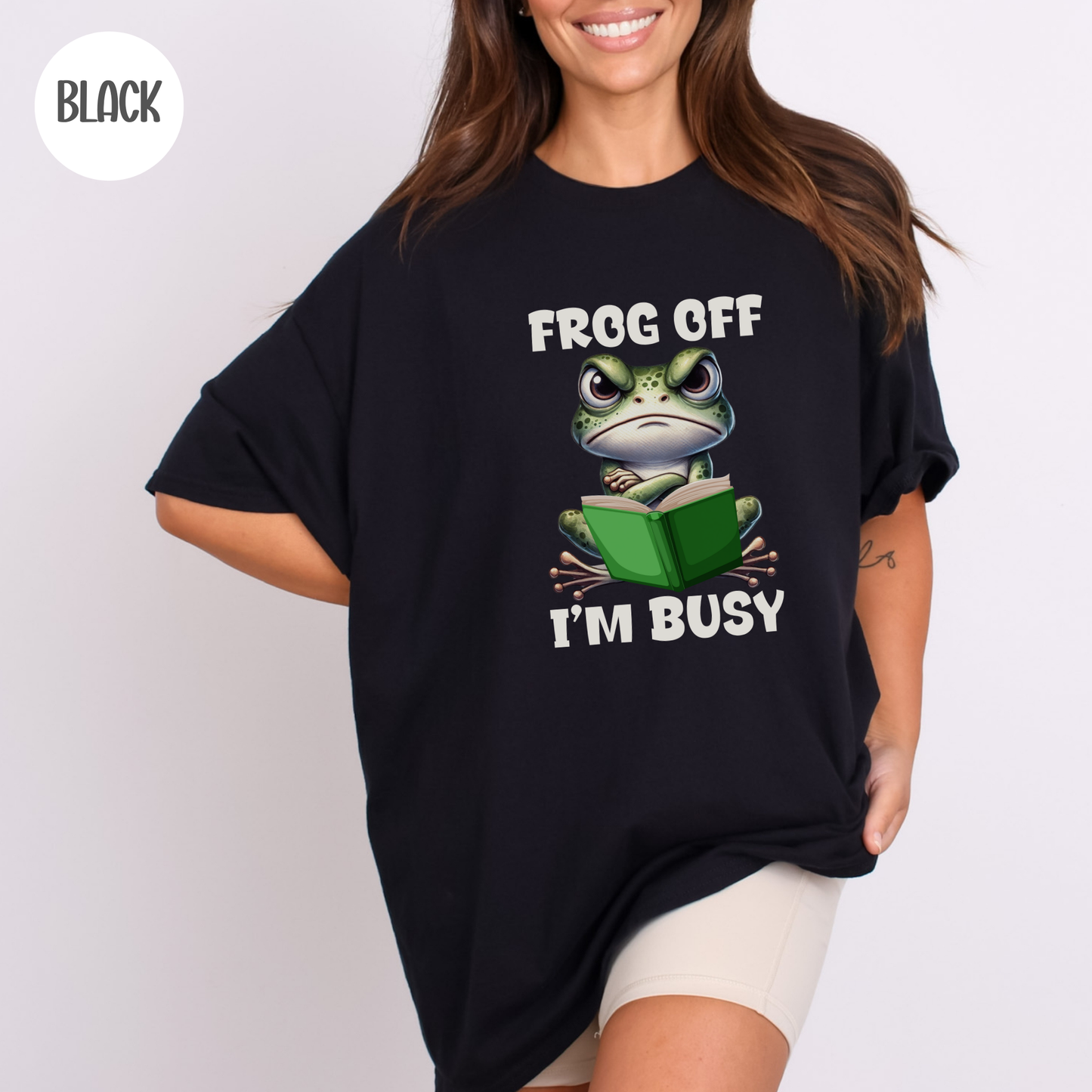 Frog Off I'm Busy T-Shirt-Stripeypeach