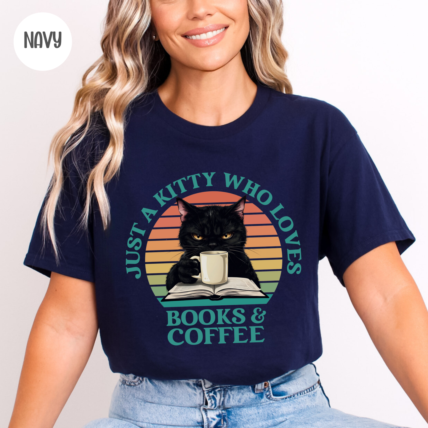 Just a Kitty who Loves Books & Coffee T-Shirt