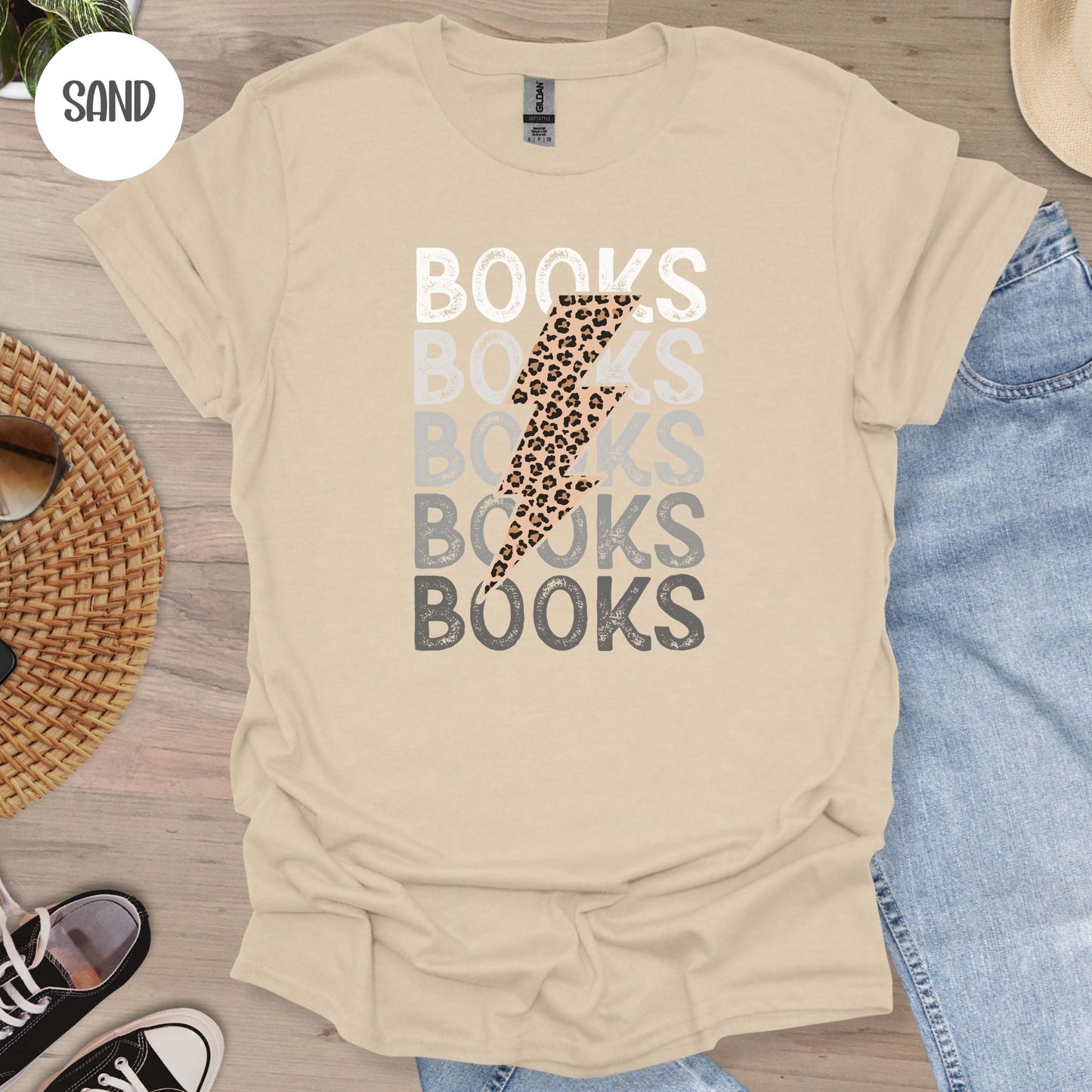 Books Leopard Lightning Bolt T-Shirt