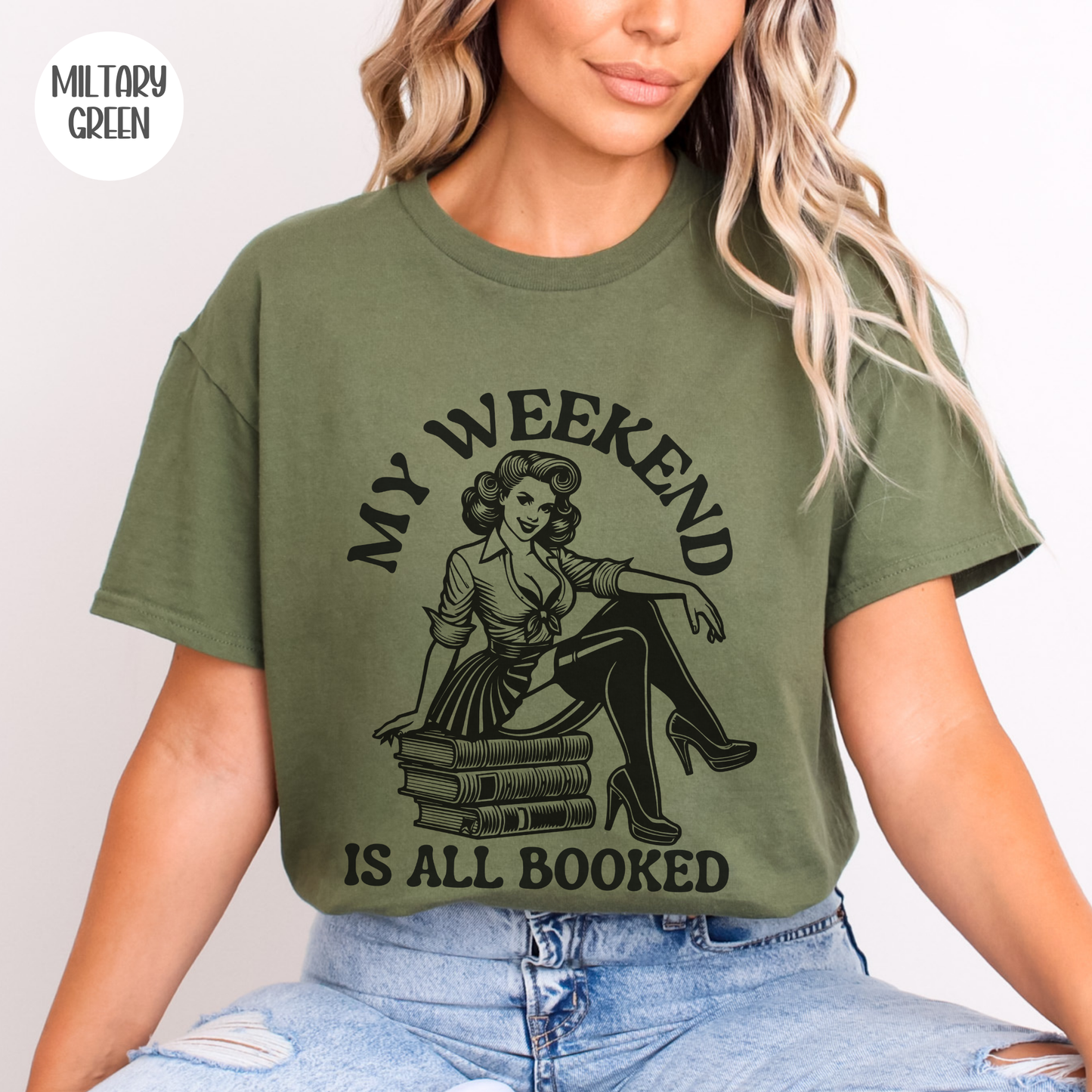 My Weekend is all Booked T-Shirt-Stripeypeach