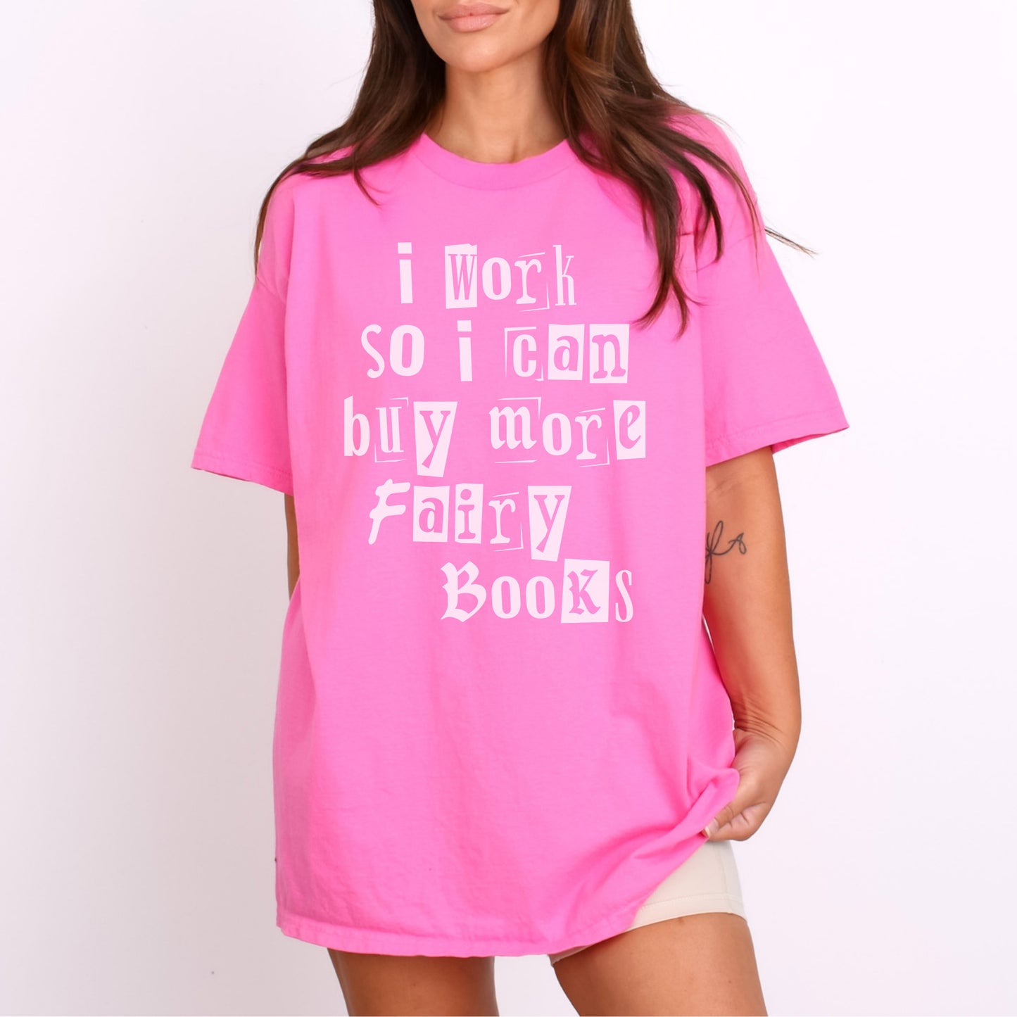 I Work So I Can Buy More Fairy Books T-Shirt-Stripeypeach