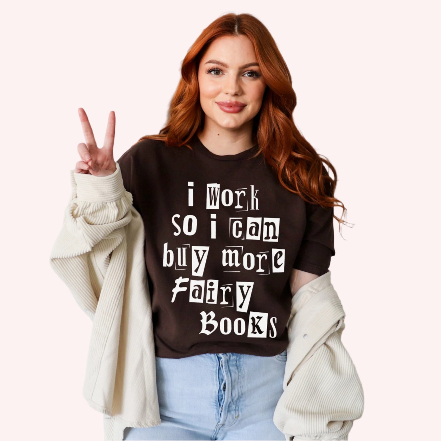 I Work So I Can Buy More Fairy Books T-Shirt-Stripeypeach