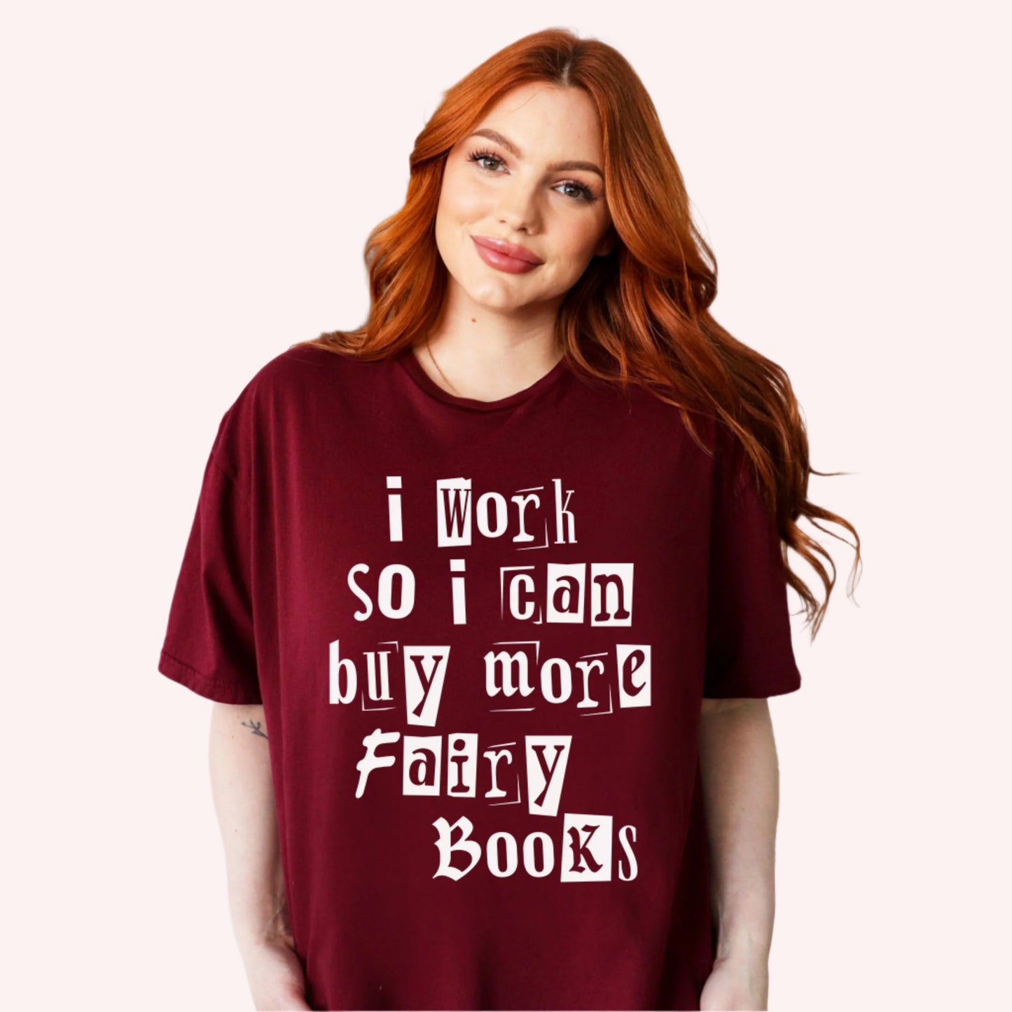 I Work So I Can Buy More Fairy Books T-Shirt-Stripeypeach