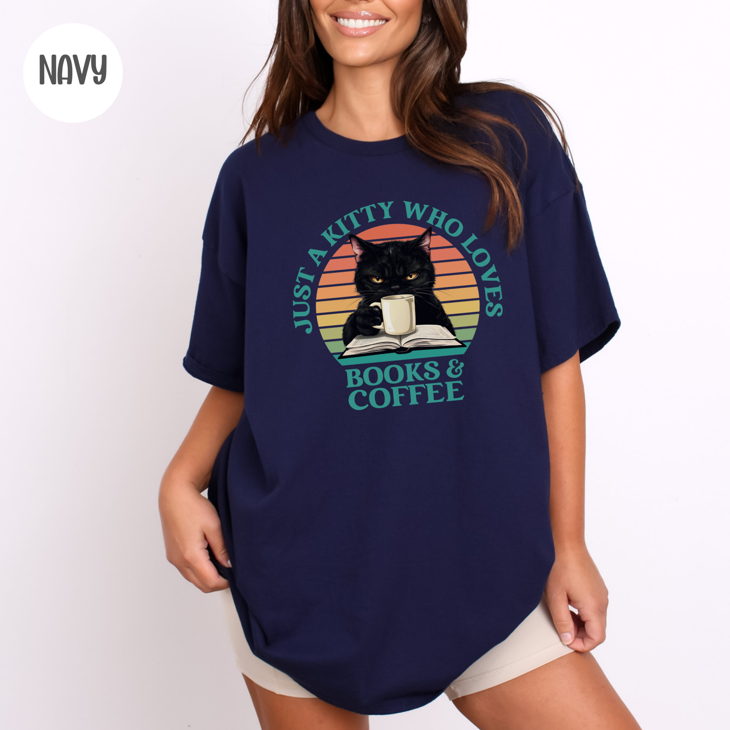 Just a Kitty who Loves Books & Coffee T-Shirt