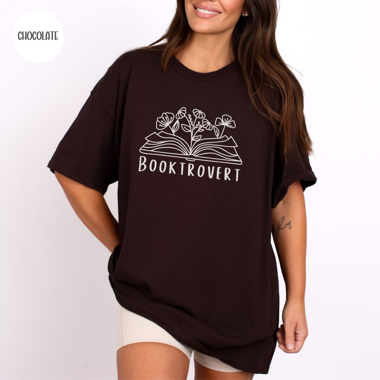 Booktrovert Wildflower T-shirt-Stripeypeach