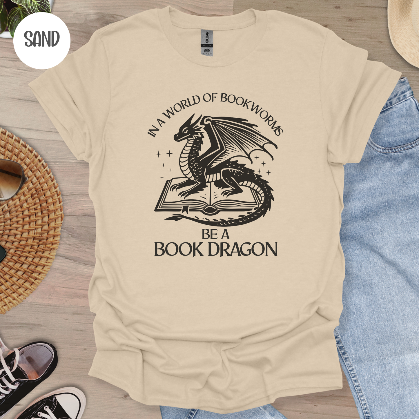 In a World of Bookworms be a Book Dragon T-Shirt