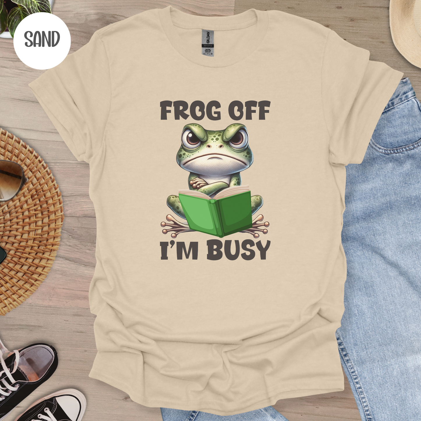 Frog Off I'm Busy T-Shirt-Stripeypeach