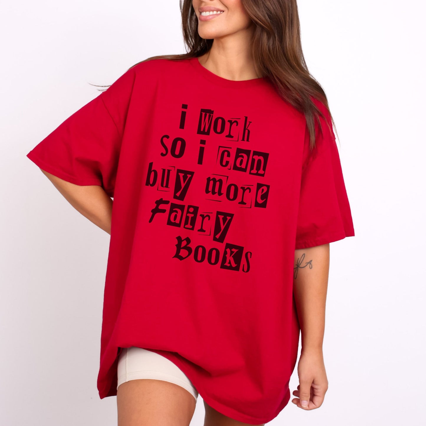 I Work So I Can Buy More Fairy Books T-Shirt-Stripeypeach