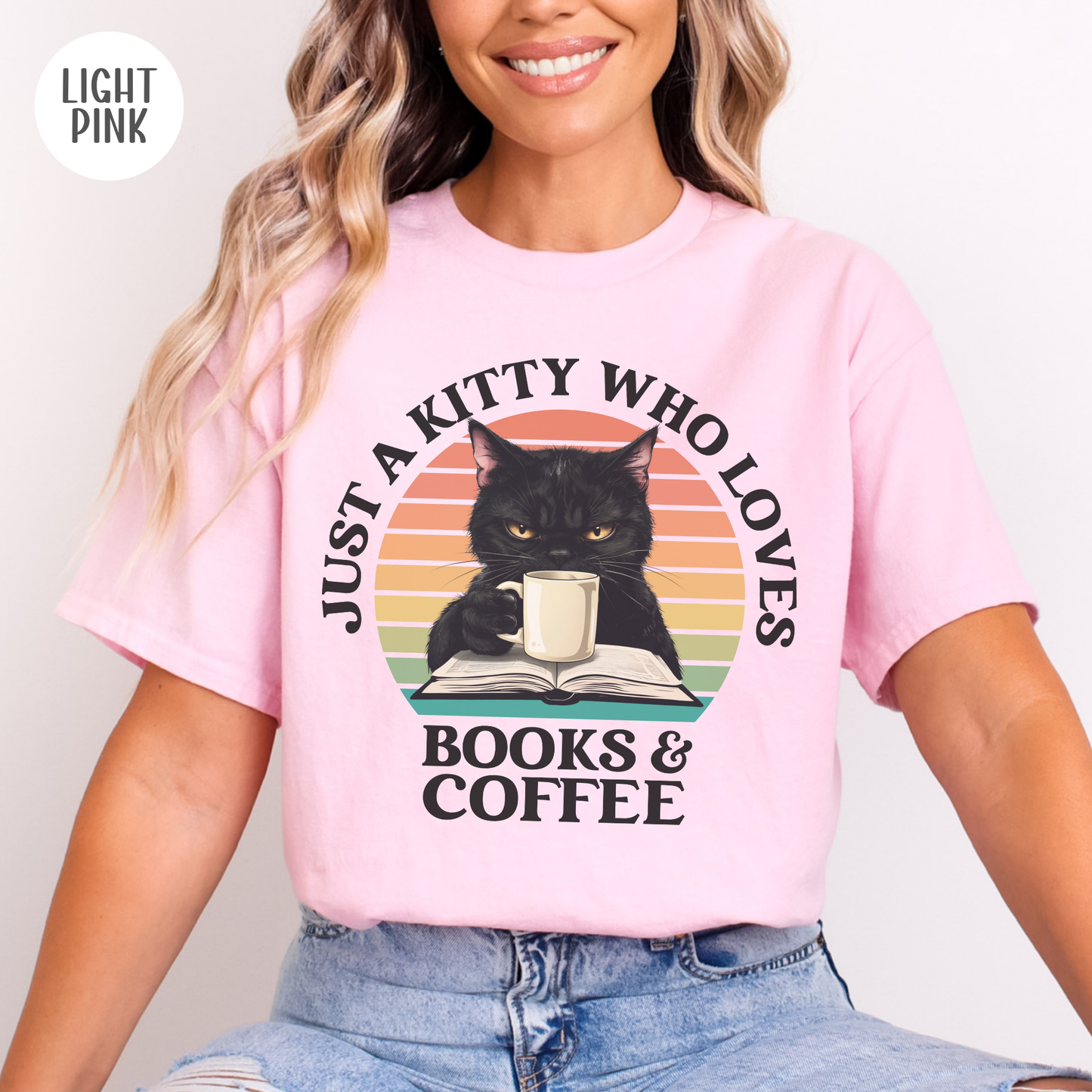 Just a Kitty who Loves Books & Coffee T-Shirt