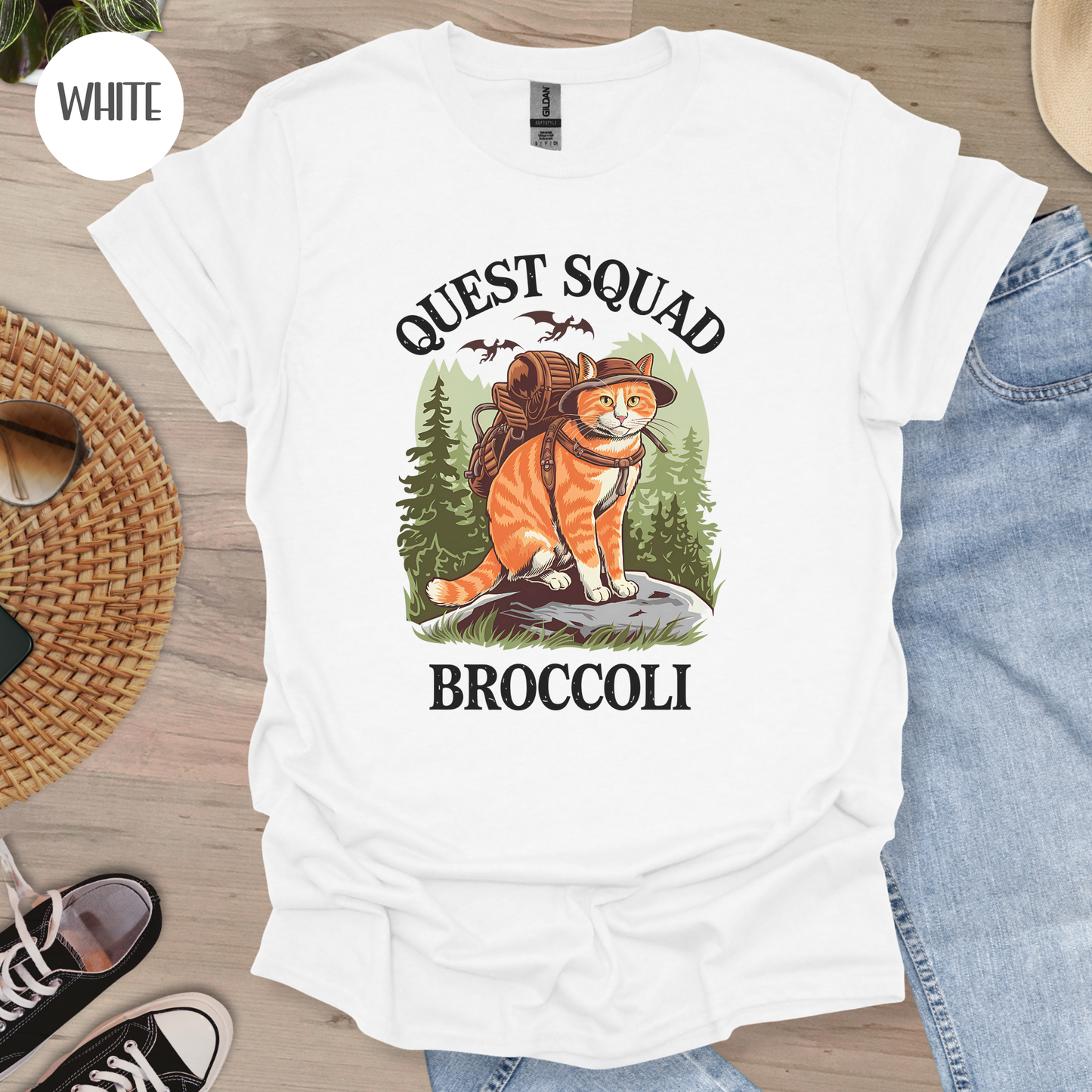 Quest Squad Broccoli T-shirt-Stripeypeach
