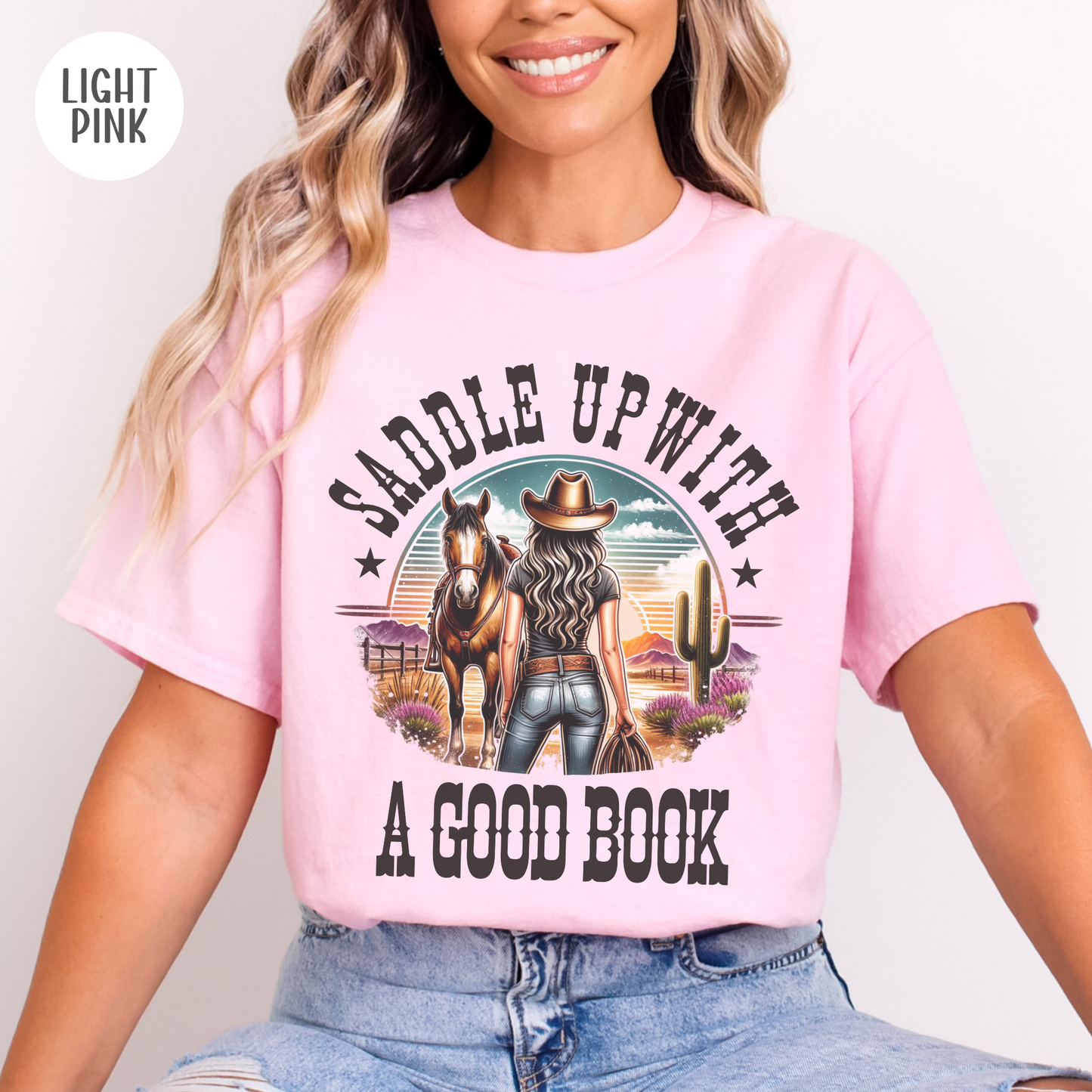 Saddle Up with a Good Book Western Design T-Shirt