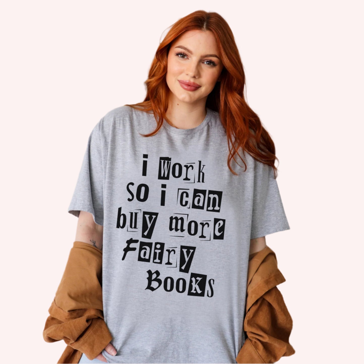 I Work So I Can Buy More Fairy Books T-Shirt-Stripeypeach