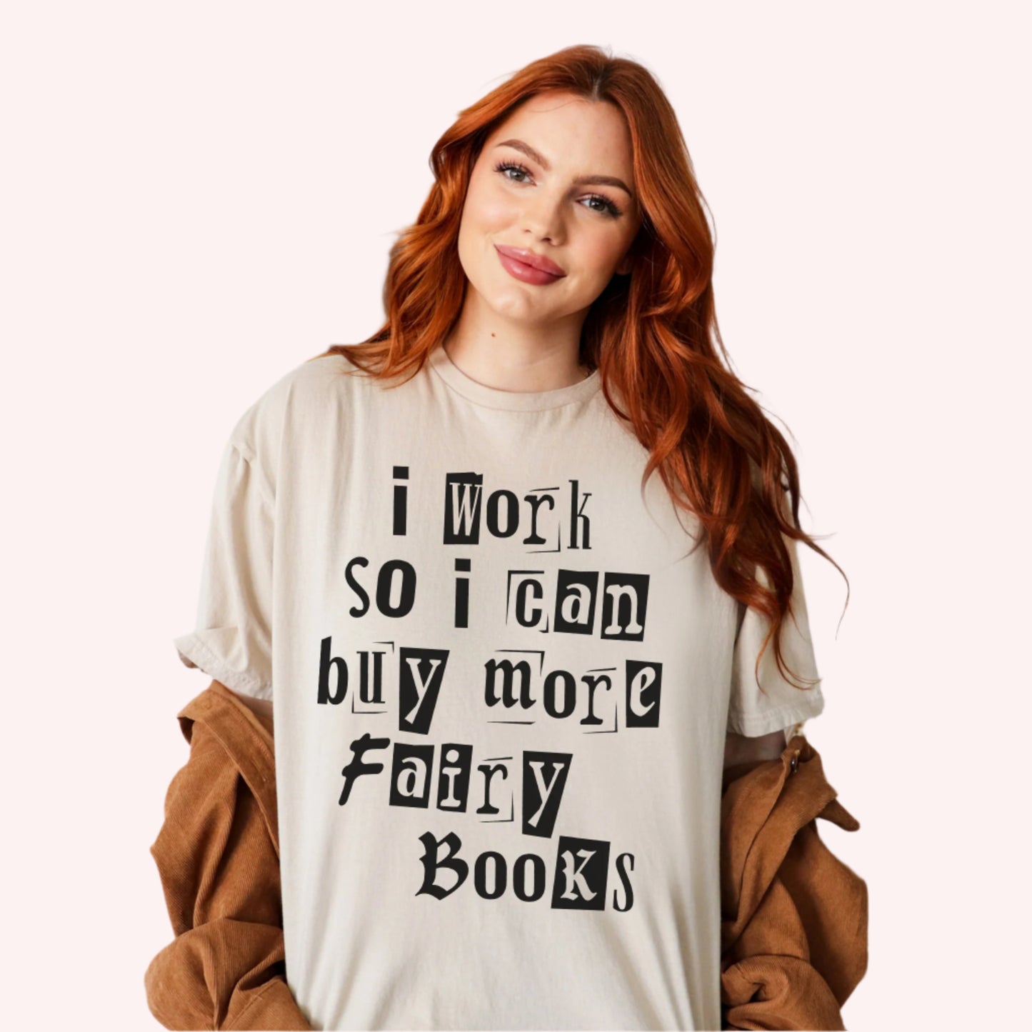 I Work So I Can Buy More Fairy Books T-Shirt-Stripeypeach