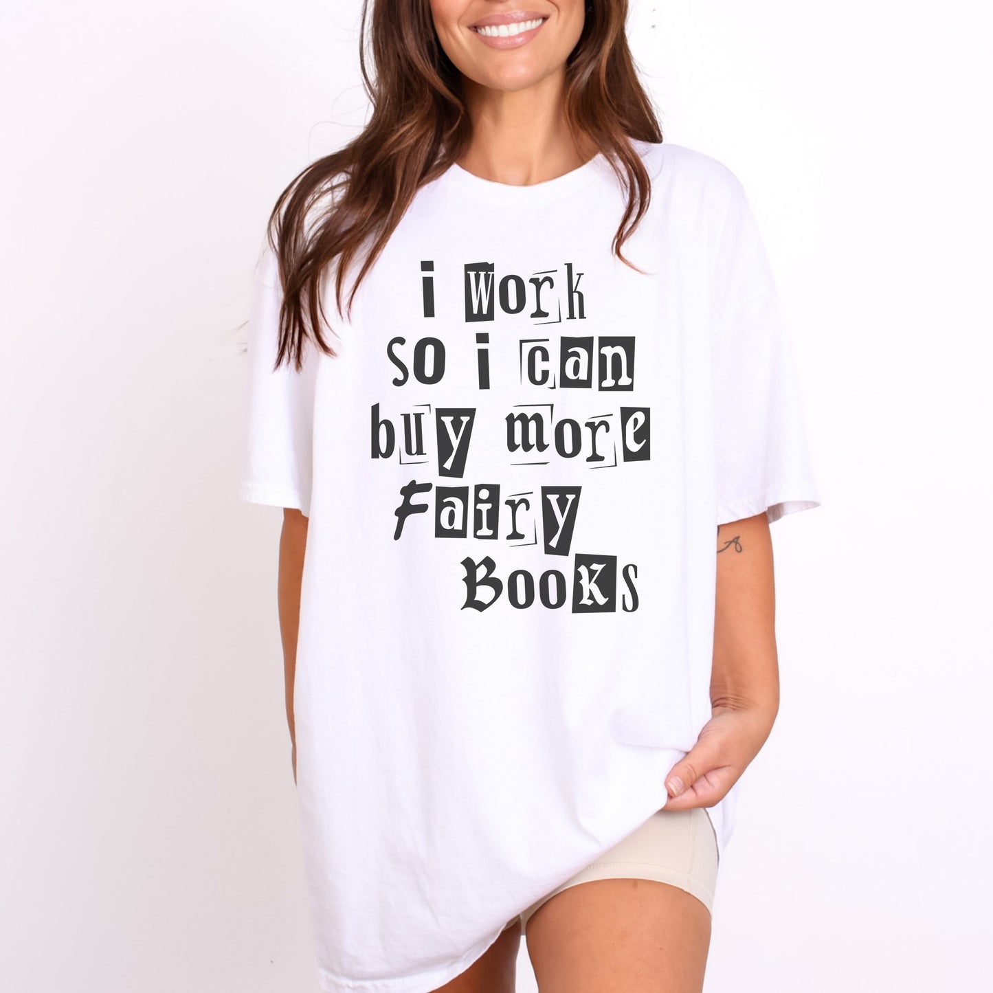 I Work So I Can Buy More Fairy Books T-Shirt-Stripeypeach