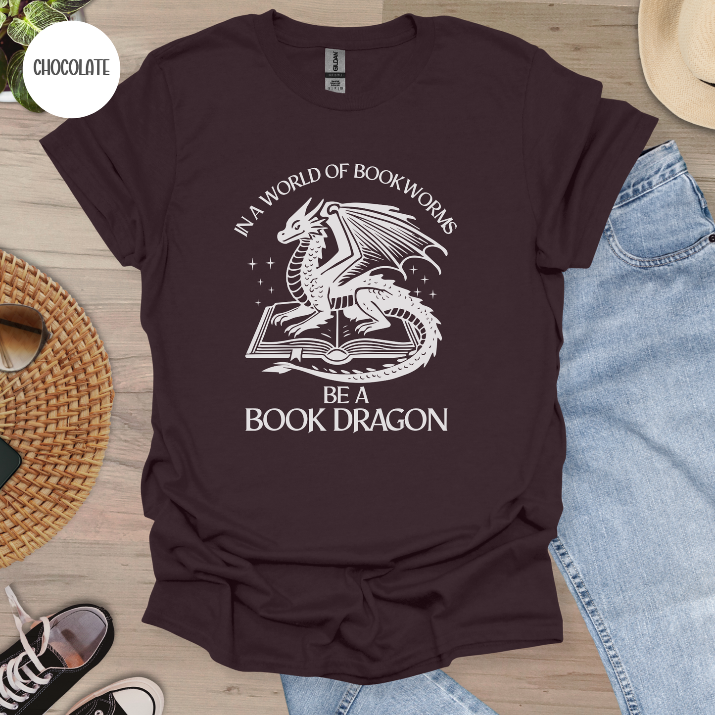 In a World of Bookworms be a Book Dragon T-Shirt