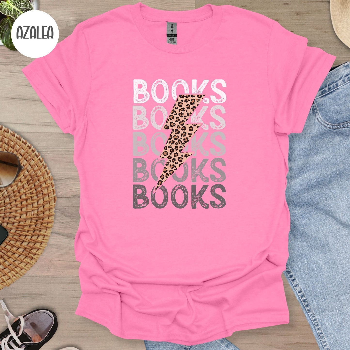 Books Leopard Lightning Bolt T-Shirt