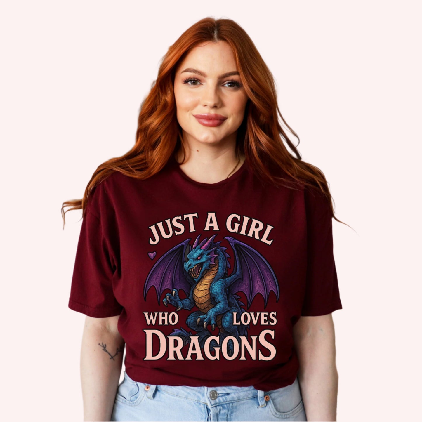 Just a Girl who loves Dragons | Fantasy Book T-Shirt-Stripeypeach