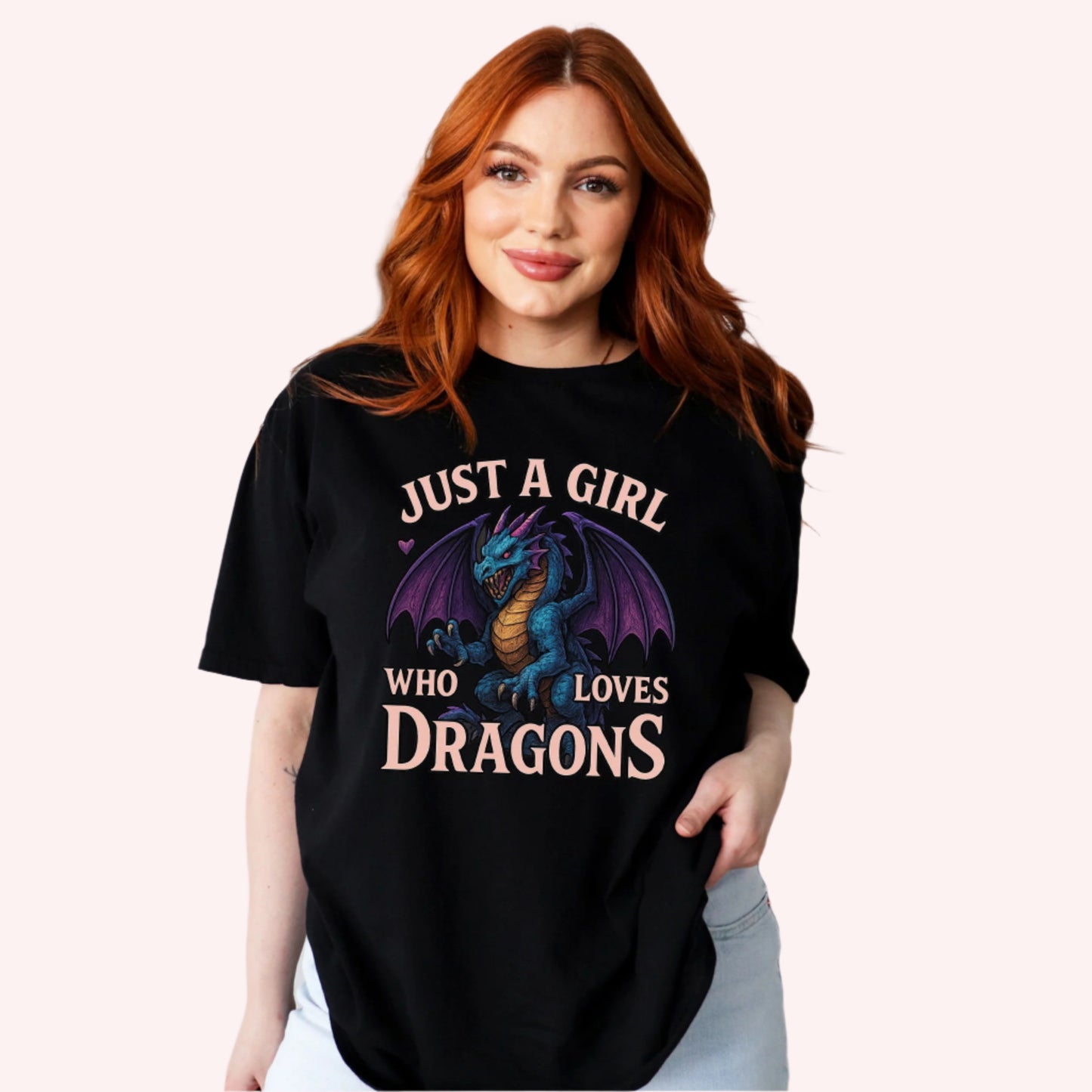 Just a Girl who loves Dragons | Fantasy Book T-Shirt-Stripeypeach