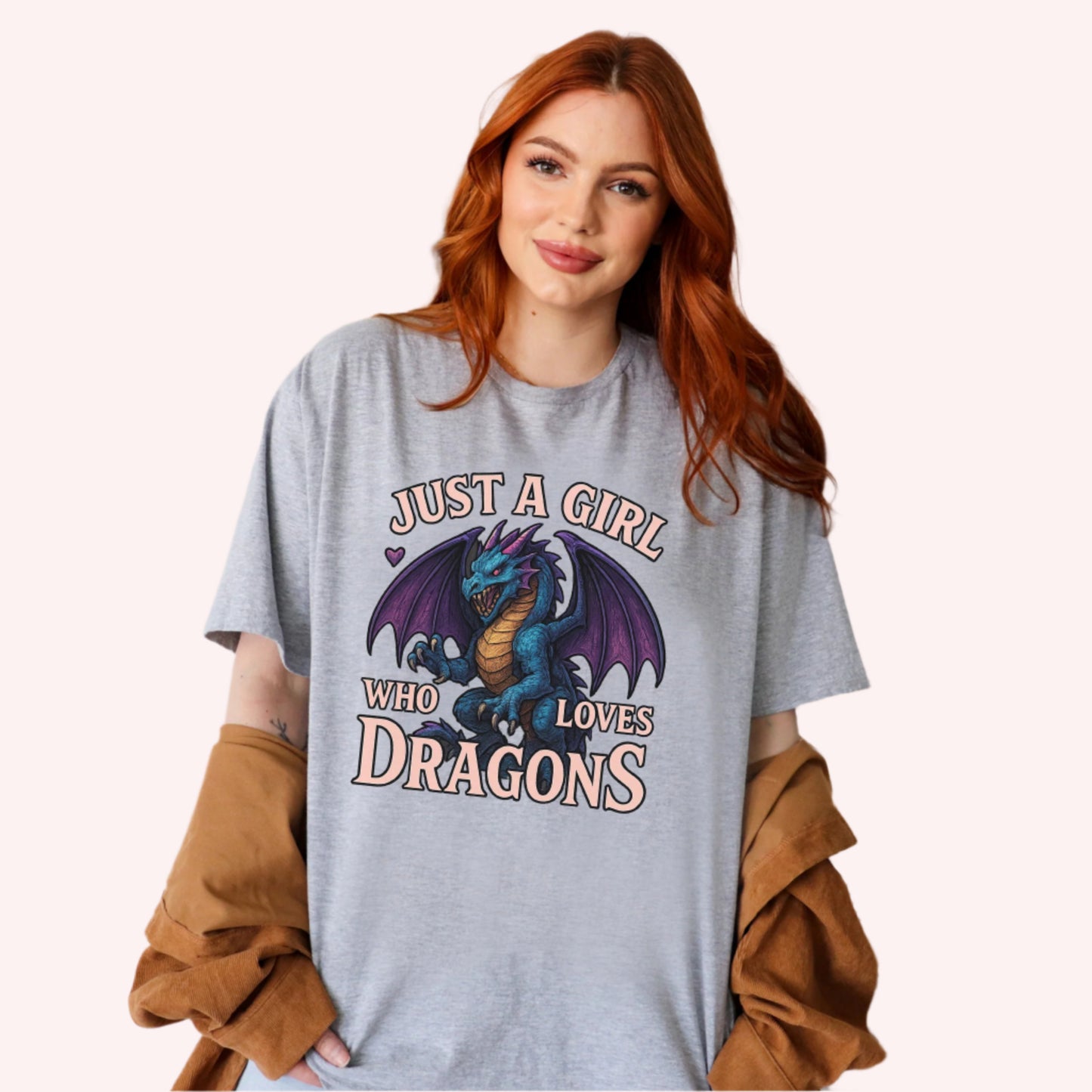 Just a Girl who loves Dragons | Fantasy Book T-Shirt-Stripeypeach