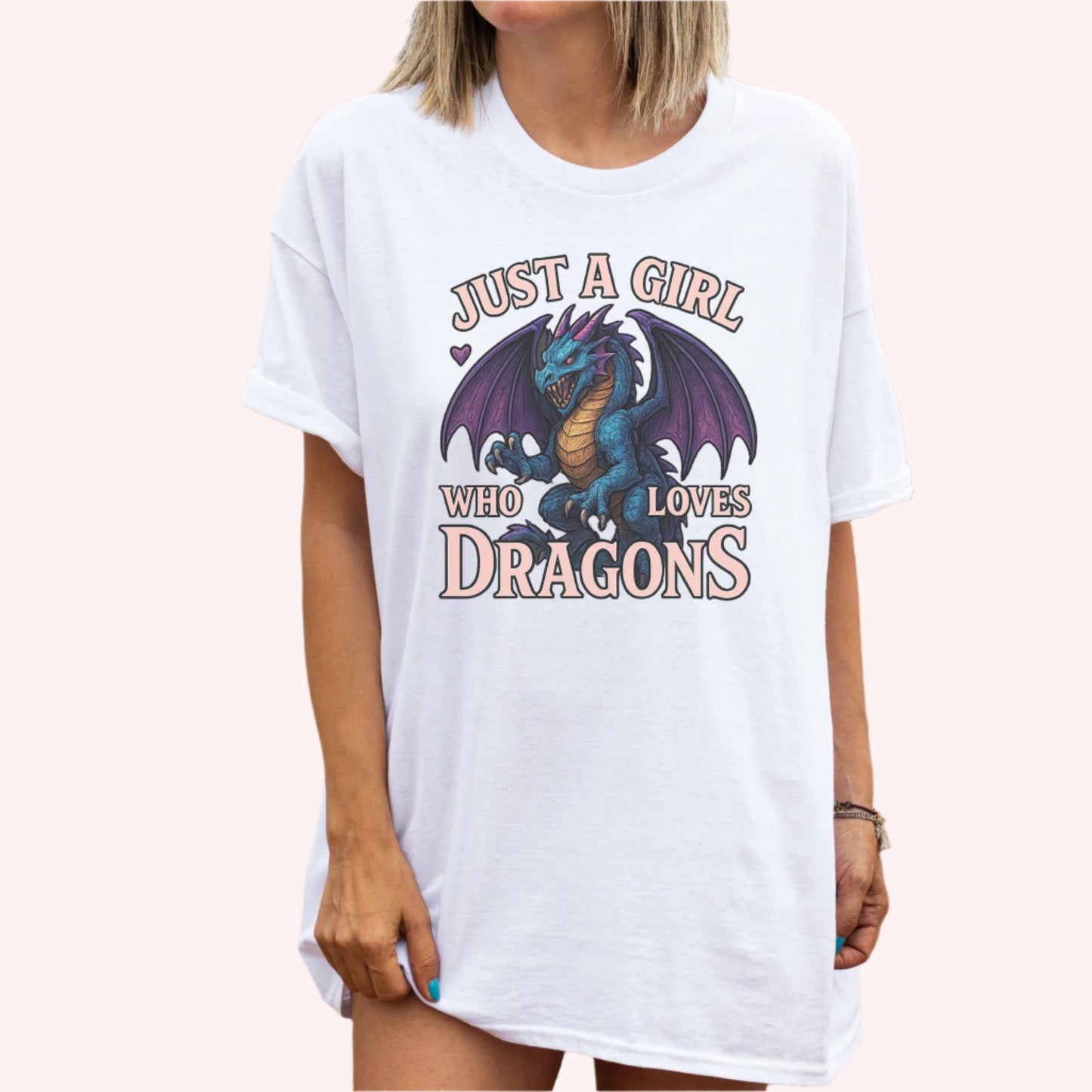 Just a Girl who loves Dragons | Fantasy Book T-Shirt-Stripeypeach