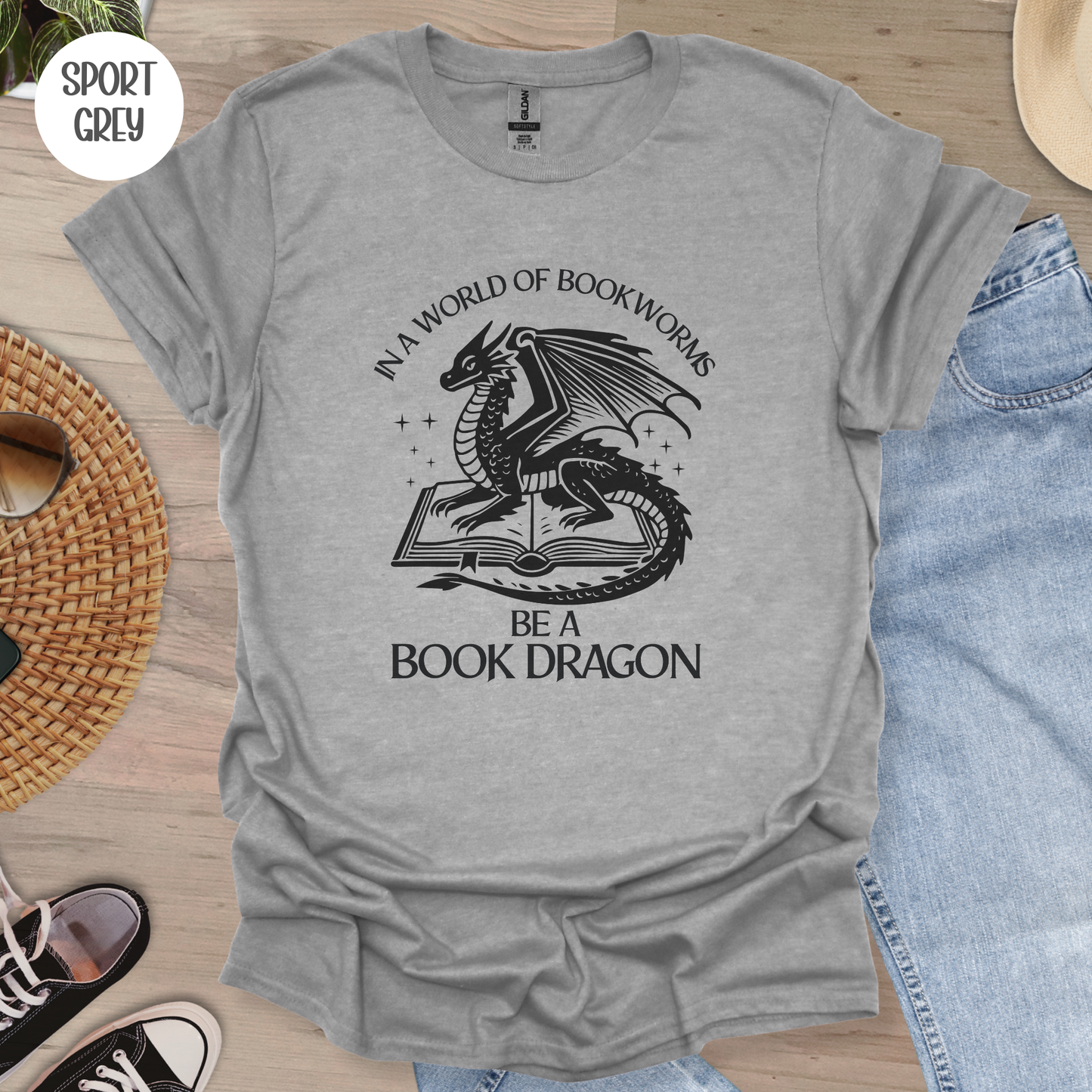 In a World of Bookworms be a Book Dragon T-Shirt
