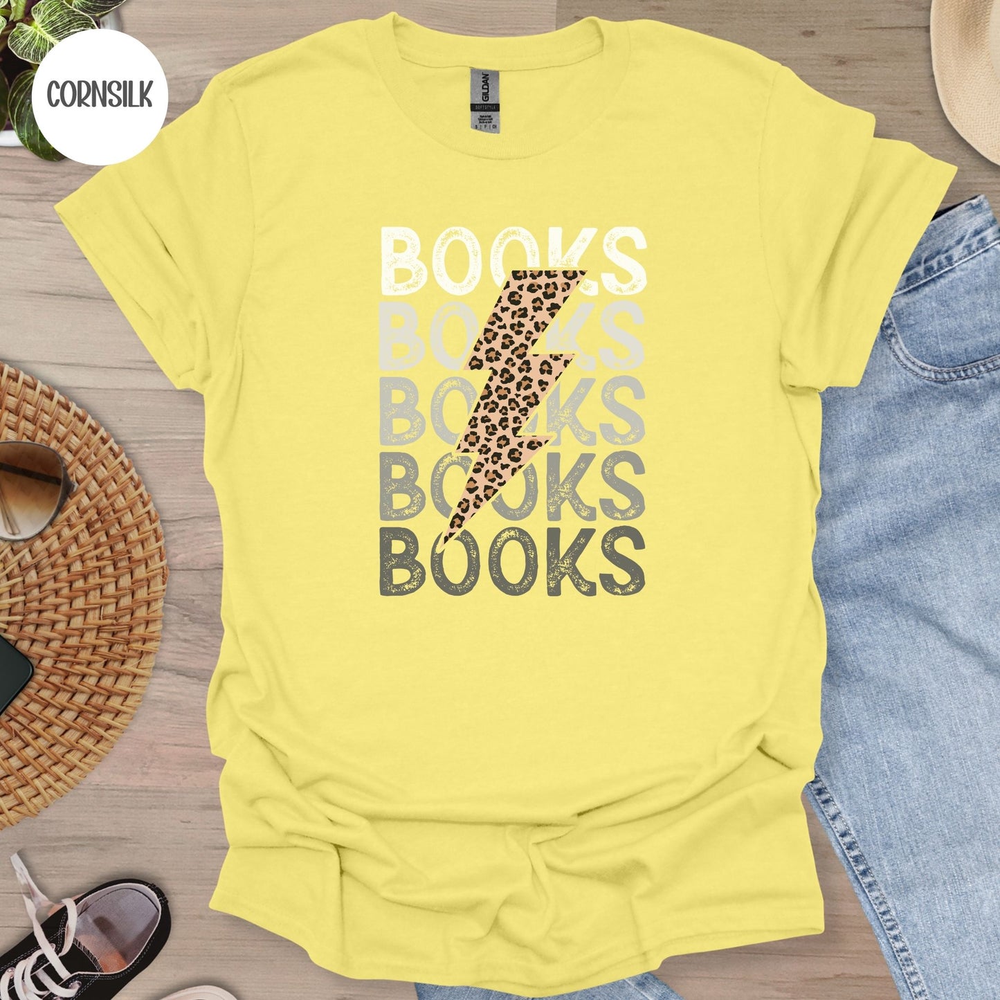 Books Leopard Lightning Bolt T-Shirt