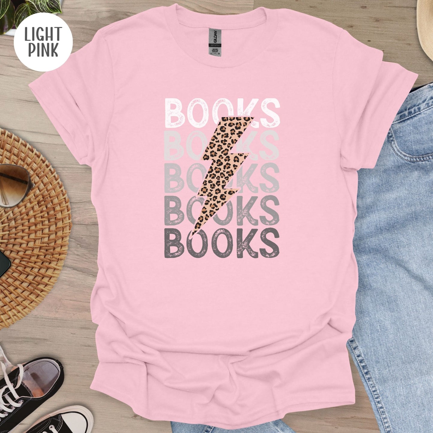 Books Leopard Lightning Bolt T-Shirt