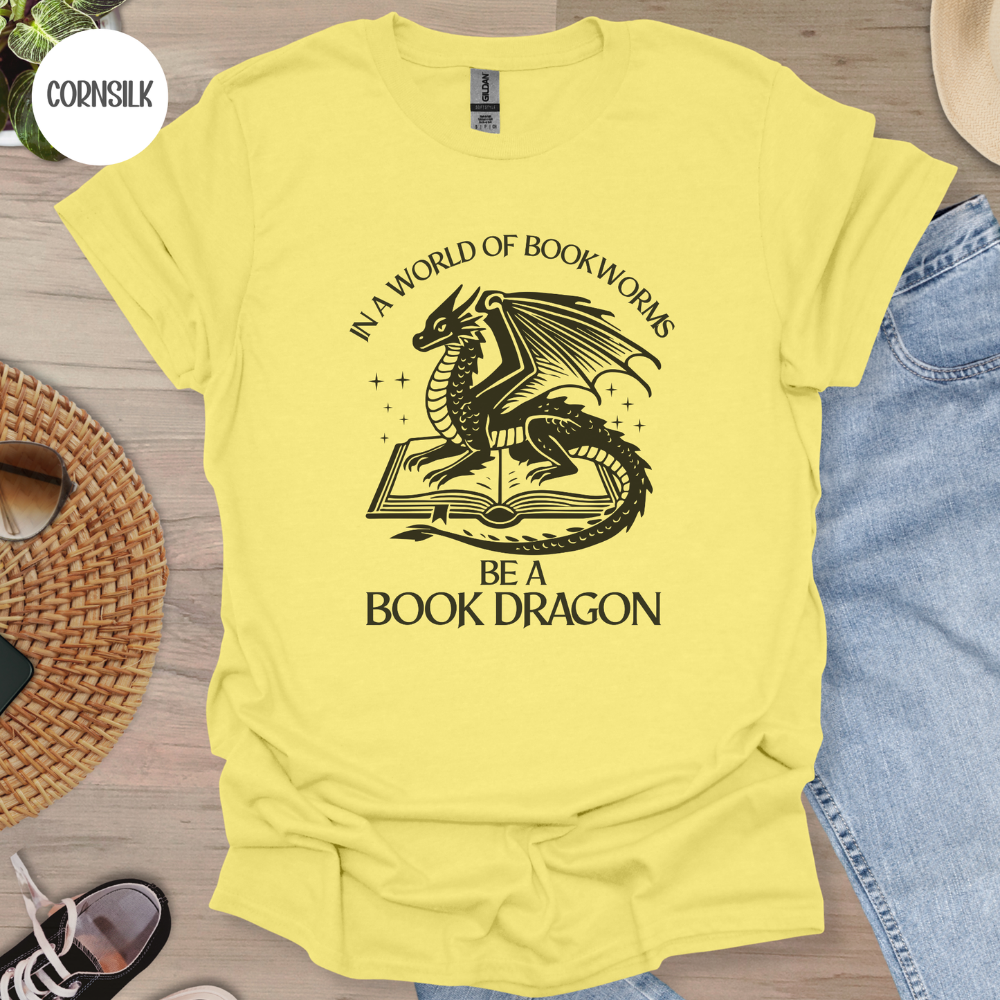 In a World of Bookworms be a Book Dragon T-Shirt