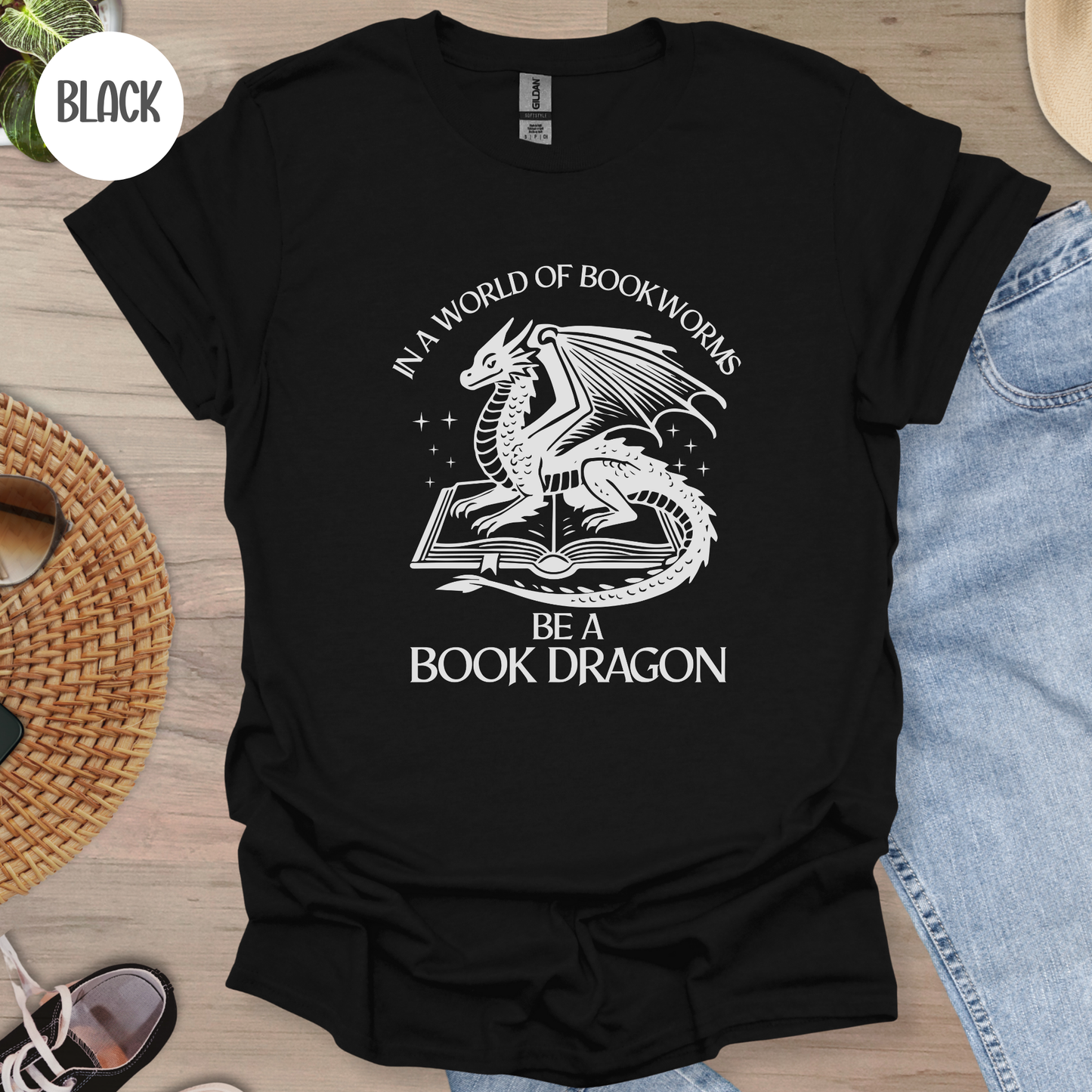 In a World of Bookworms be a Book Dragon T-Shirt