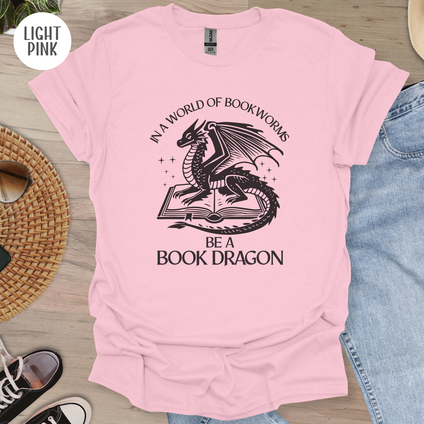 In a World of Bookworms be a Book Dragon T-Shirt