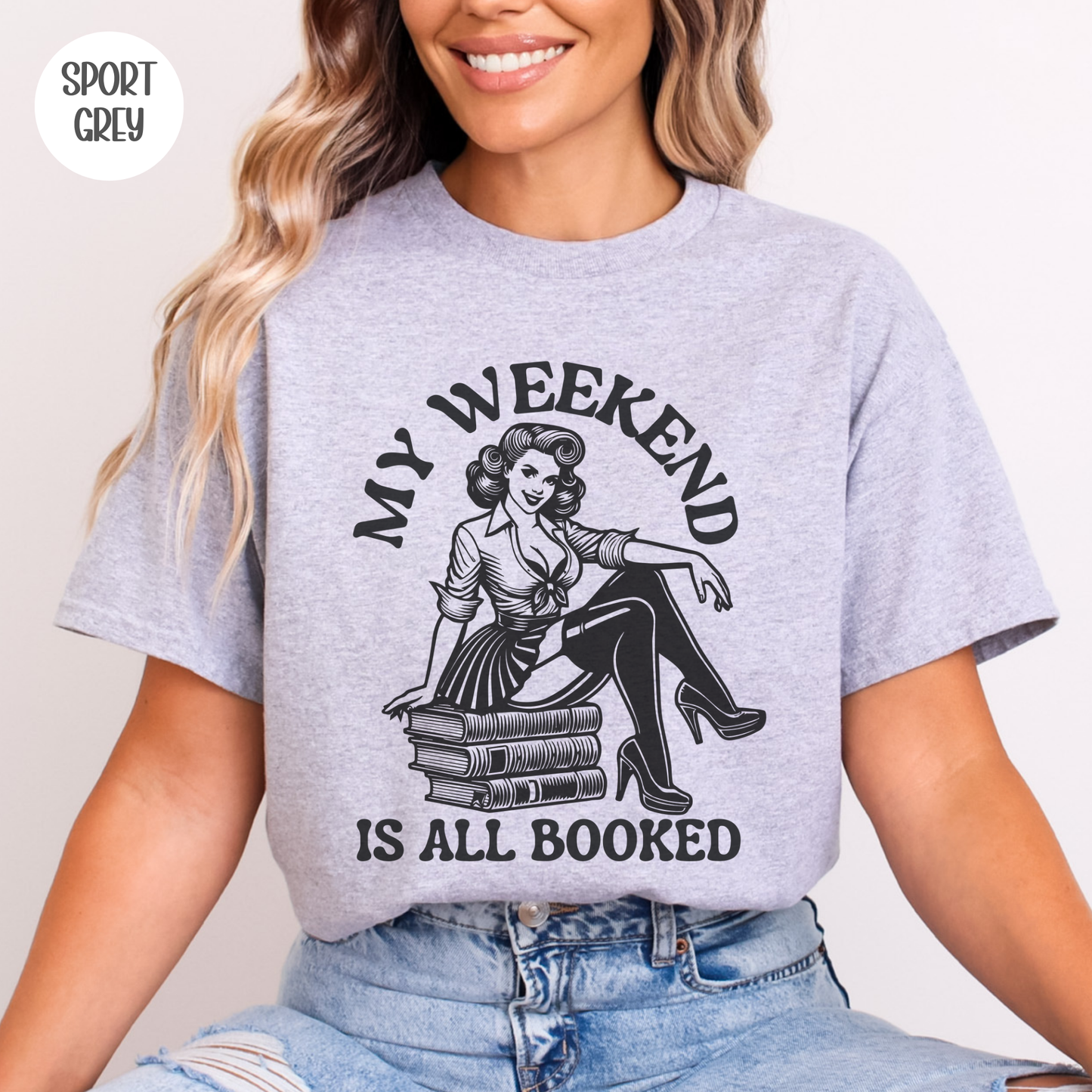 My Weekend is all Booked T-Shirt-Stripeypeach