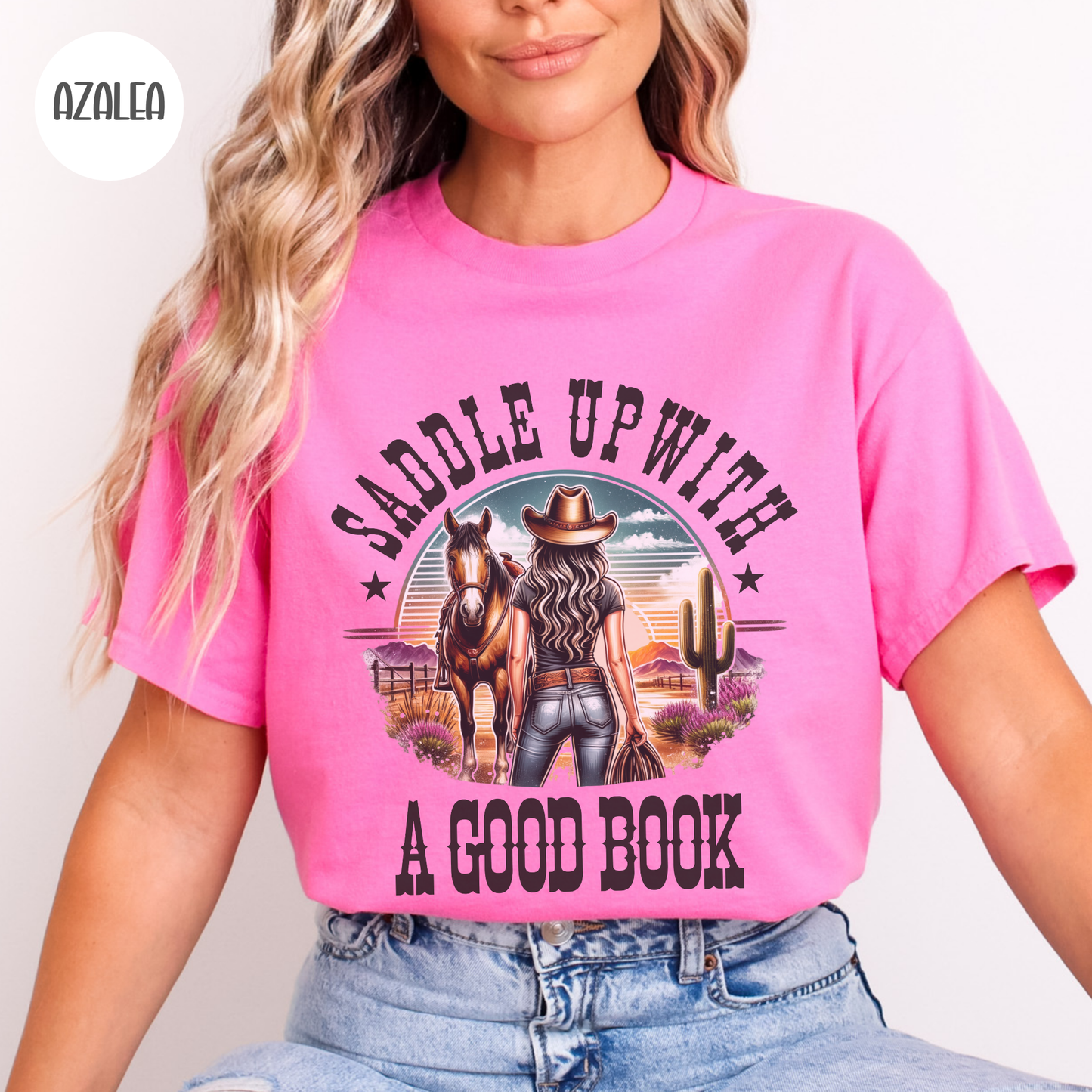 Saddle Up with a Good Book Western Design T-Shirt