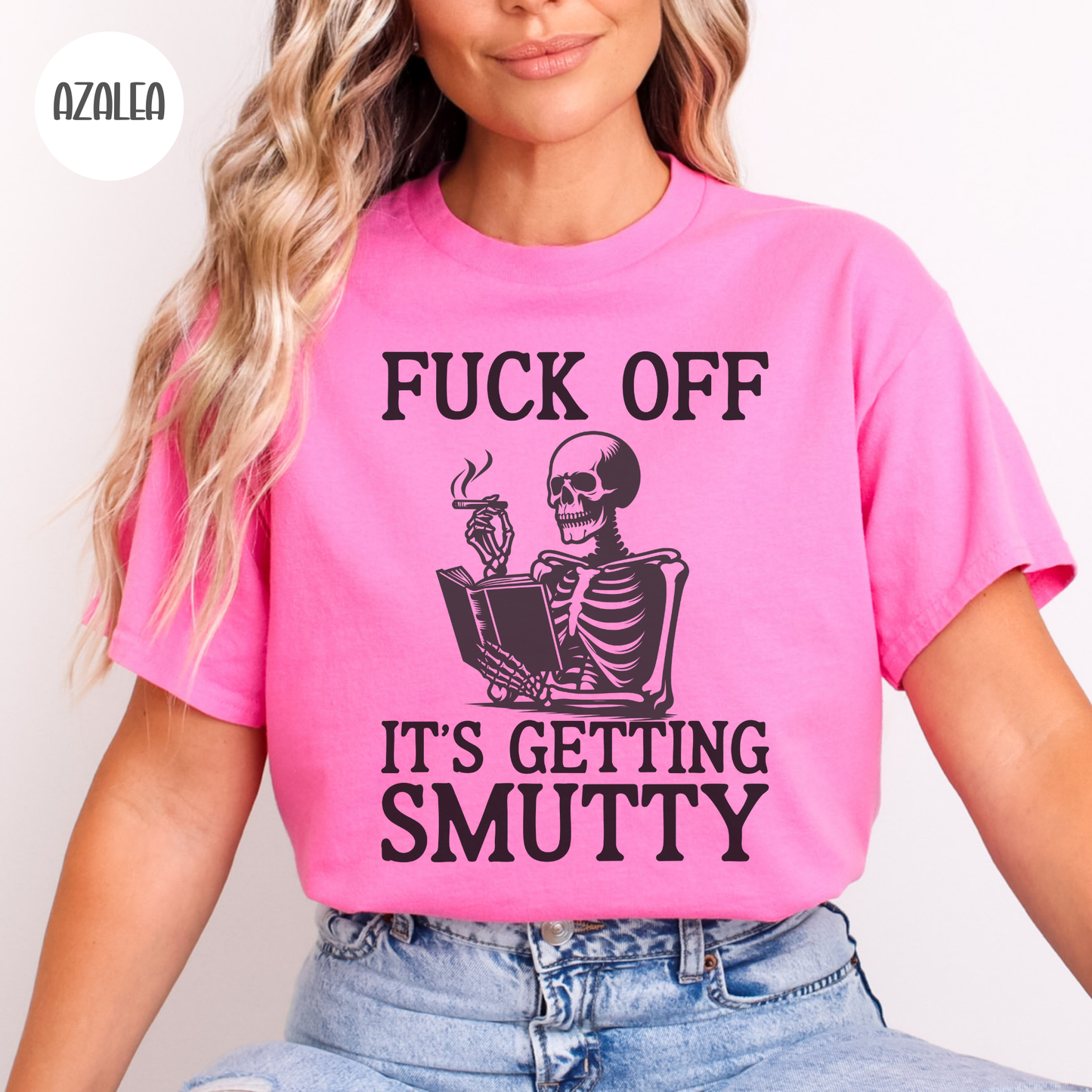 It's Getting Smutty Funny Reading Skeleton T-Shirt-Stripeypeach