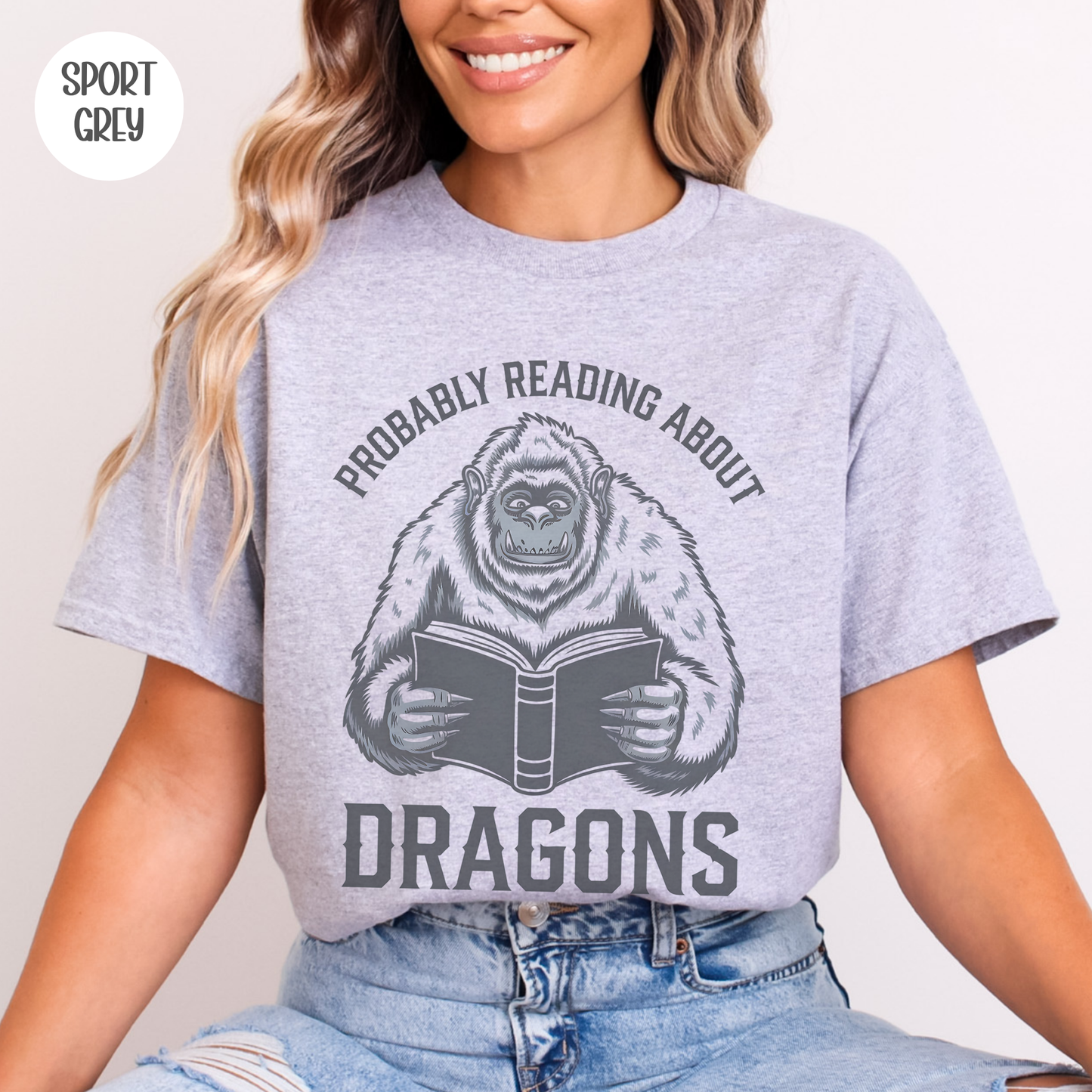 Probably Reading about Dragons Yeti T-Shirt-Stripeypeach