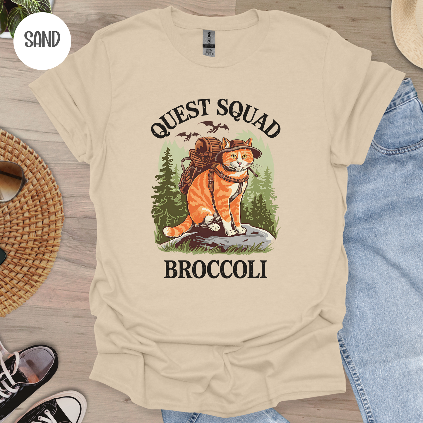 Quest Squad Broccoli T-shirt-Stripeypeach