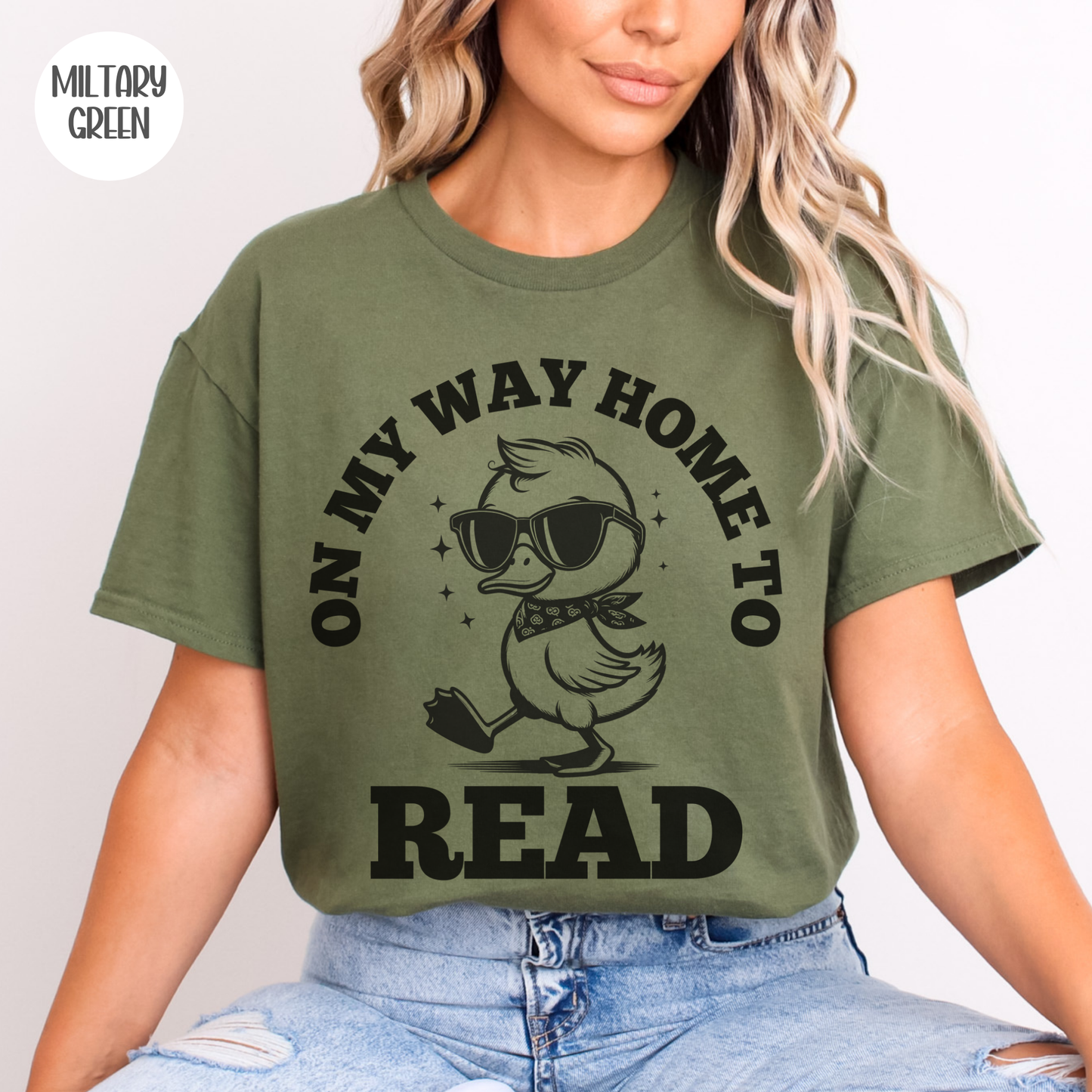 On my Way Home to Read Cool Duck T-Shirt
