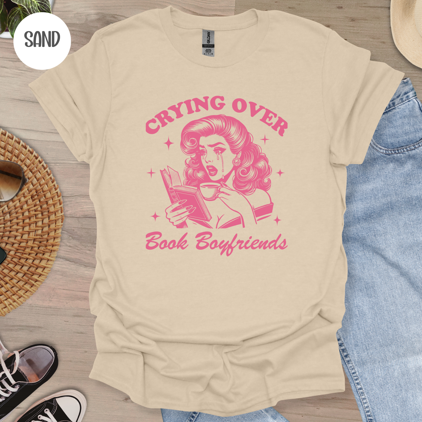 Crying over Book Boyfriends T-Shirt-Stripeypeach